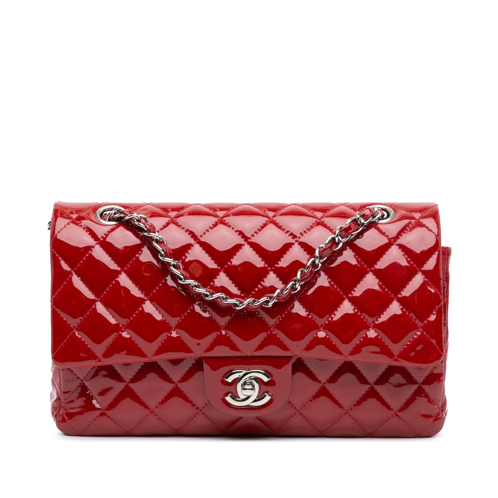 Chanel Chanel Medium Classic Patent Double Flap Red Size ONE SIZE - 1 Thumbnail