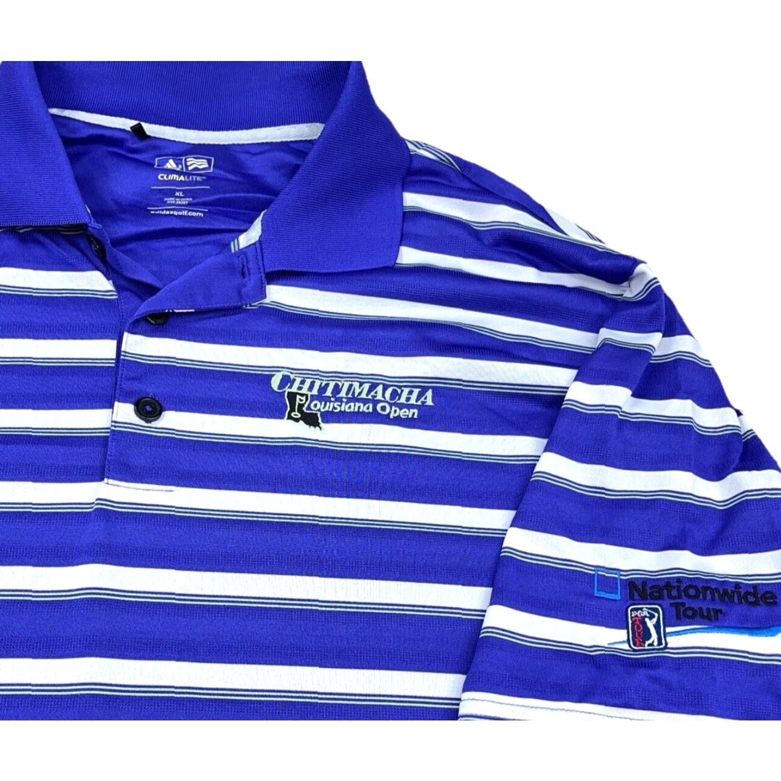 Adidas Adidas Golf Polo Shirt Men XL Purple Striped Performance Chitimacha Clima Lite Size US XL / EU 56 / 4 - 2 Thumbnail