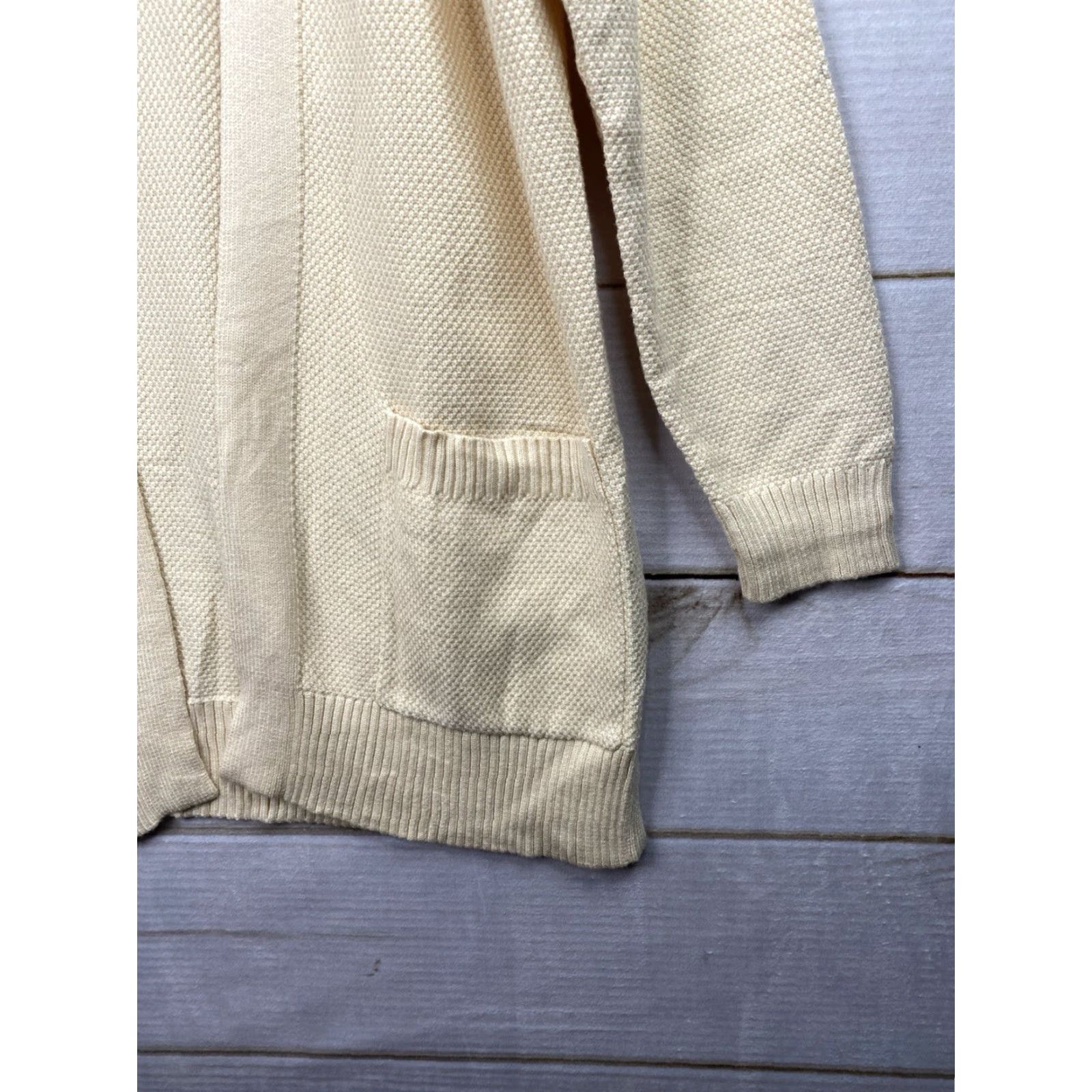 Vintage Merokeety Cardigan 2XL Yellow Waffle Knit Long Sleeve Pockets V-Neck Sweater Women Winter NWT Size XXL / US 16-18 / IT 52-54 - 2 Thumbnail