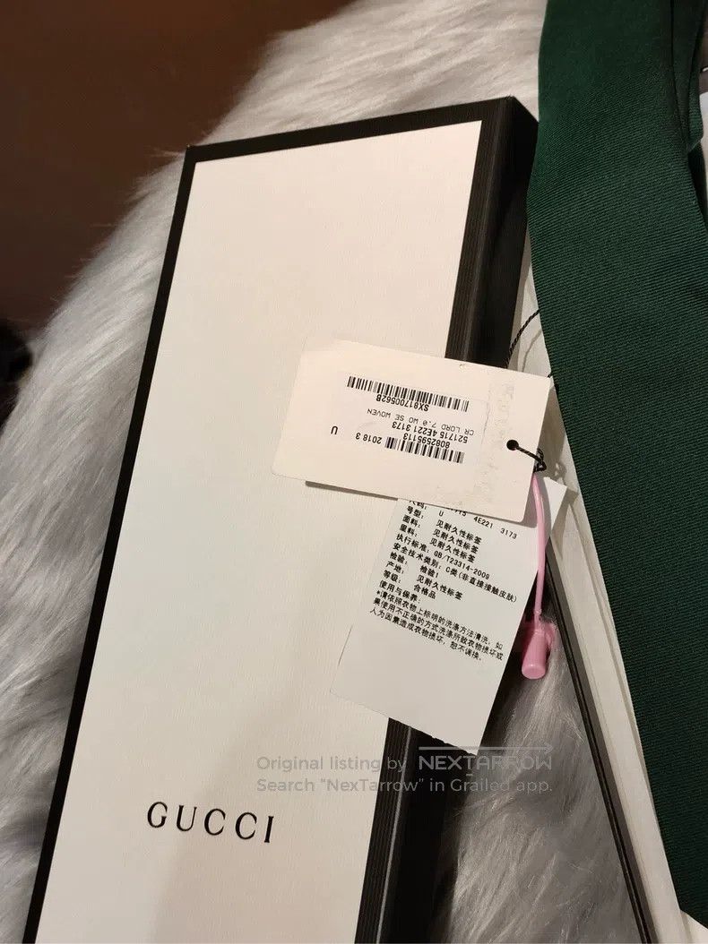 Gucci Gucci Embroidered dark green tie Size ONE SIZE - 6 Thumbnail