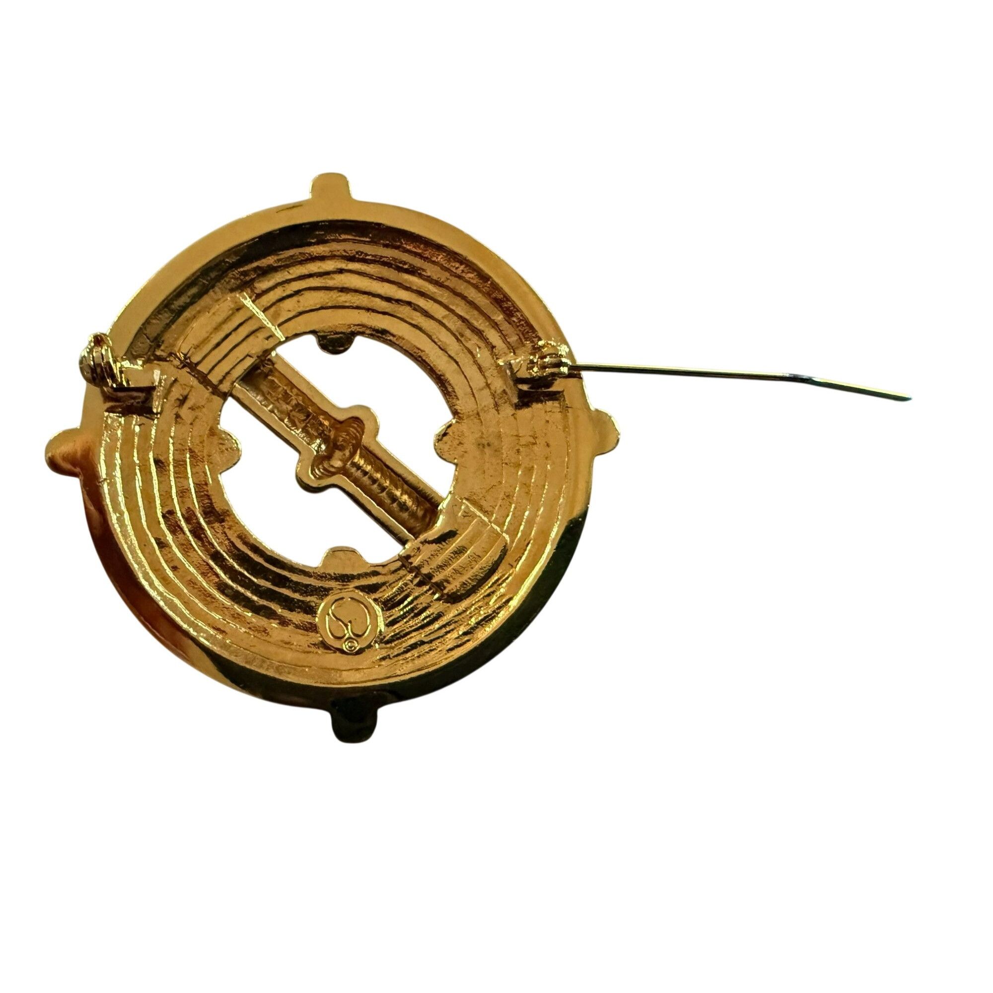 Other St John Vintage 80s Gold-Tone Round Brooch With Rope & Bar D Size ONE SIZE - 7 Thumbnail
