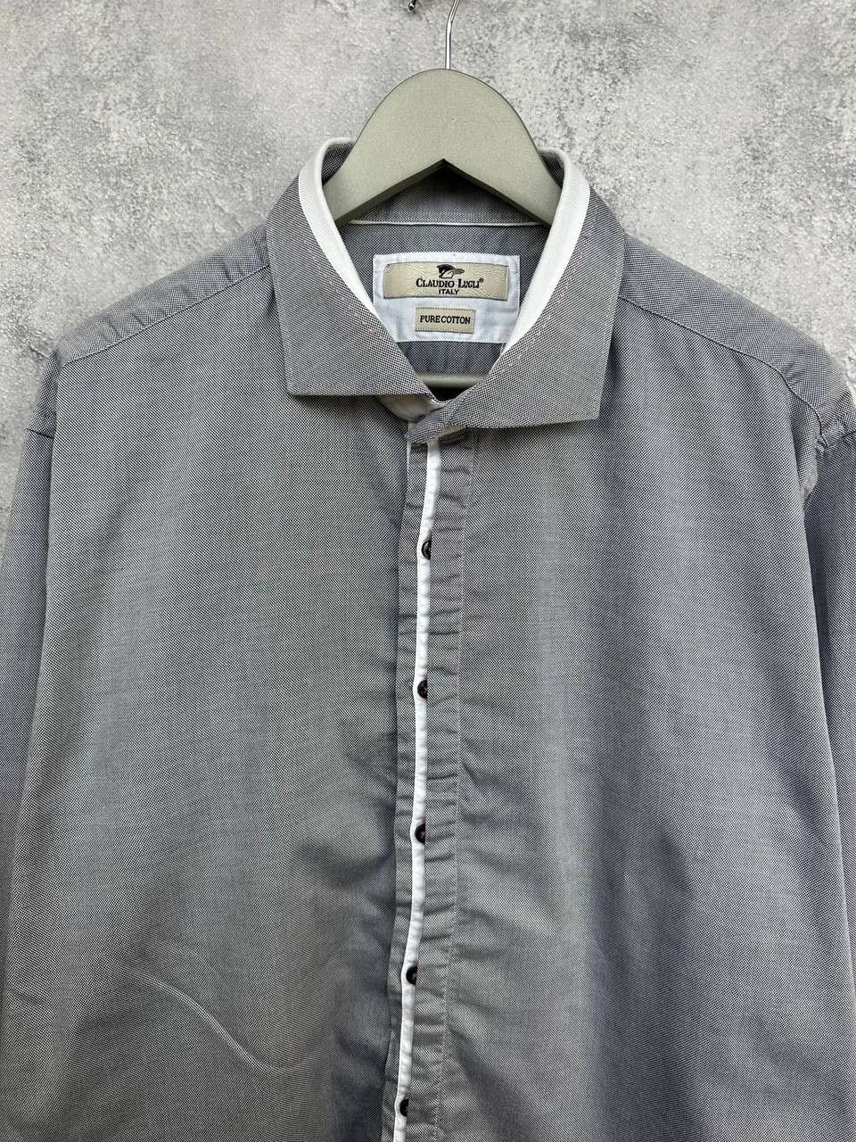 Other Claudio Lugli Italy Grey Micro Pattern Shirt Contrast Trim Size US XXL / EU 58 / 5 - 4 Thumbnail