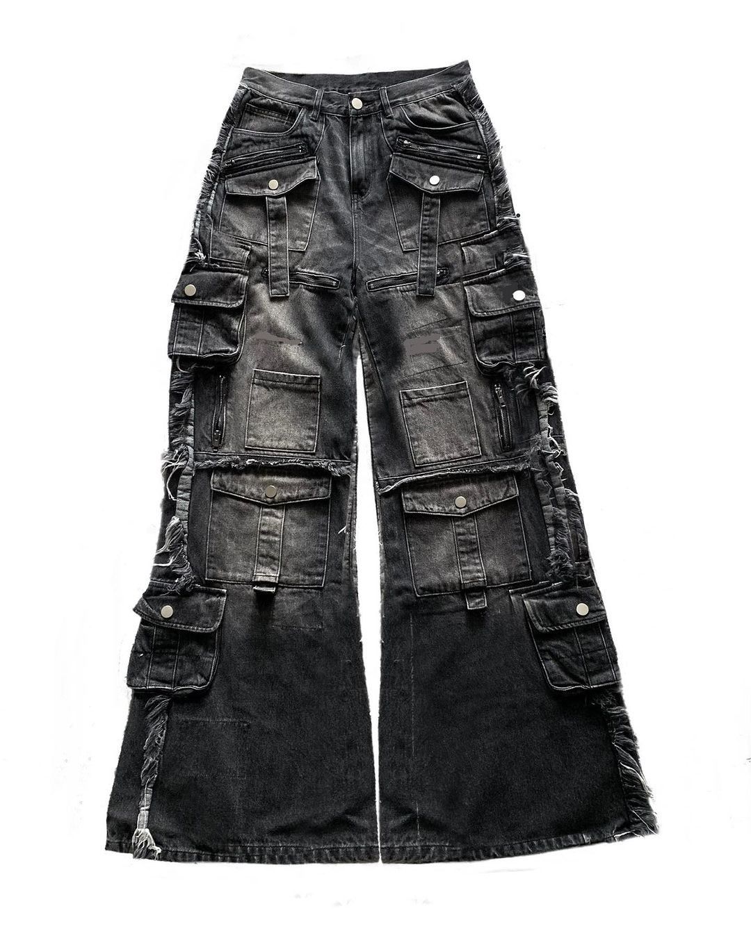 Designer × Japanese Brand Gothic Harajuku Multi - Pocket Y2k Jean Size US 33 - 1 Thumbnail