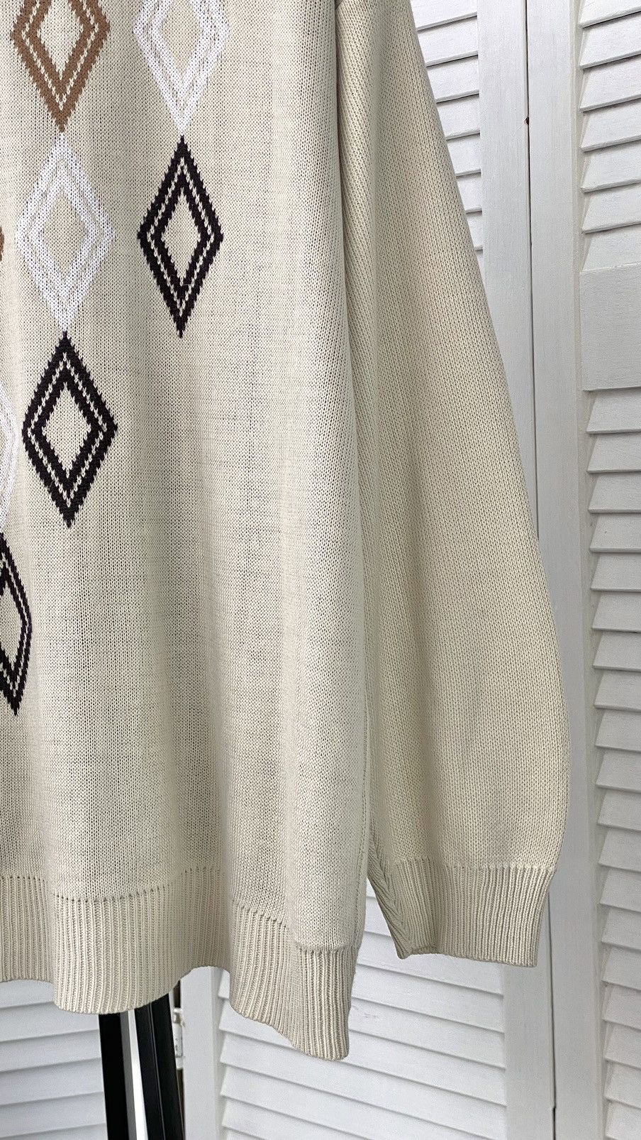 Vintage Vintage 70s Diamond Pattern Knit Crewneck Sweater Size US L / EU 52-54 / 3 - 11 Thumbnail