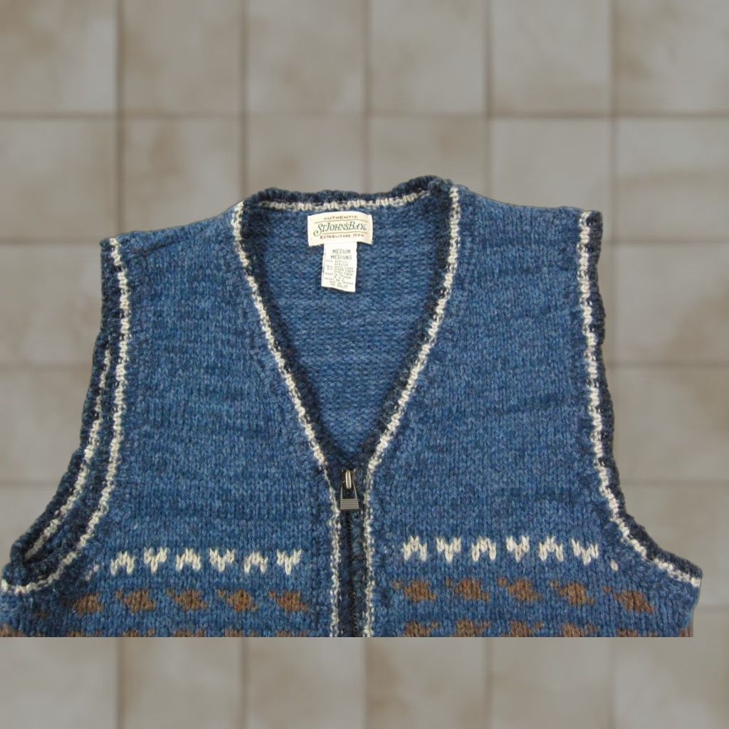 Vintage VINTAGE St. Johns Bay Vest Womens M Blue Fair Isle Knit Full Zip Up Ladies Shirt Size M / US 6-8 / IT 42-44 - 1 Thumbnail