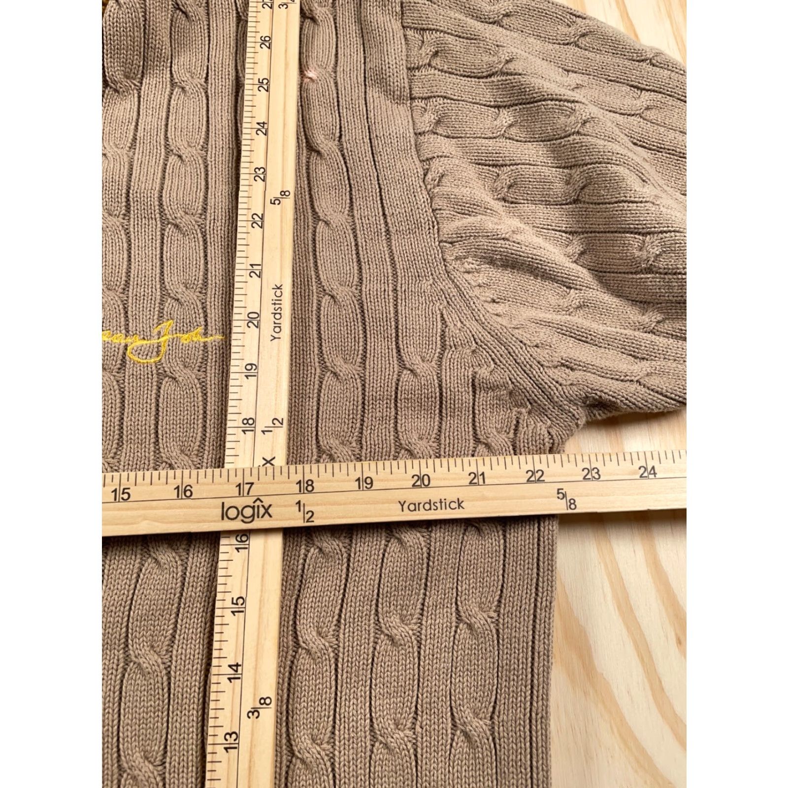 Sean John Sean John Men’s Short Sleeve Cable Knit Sweater 1/4 Zip Fall Winter Casual Hip Hop Large Brown Size US L / EU 52-54 / 3 - 7 Thumbnail