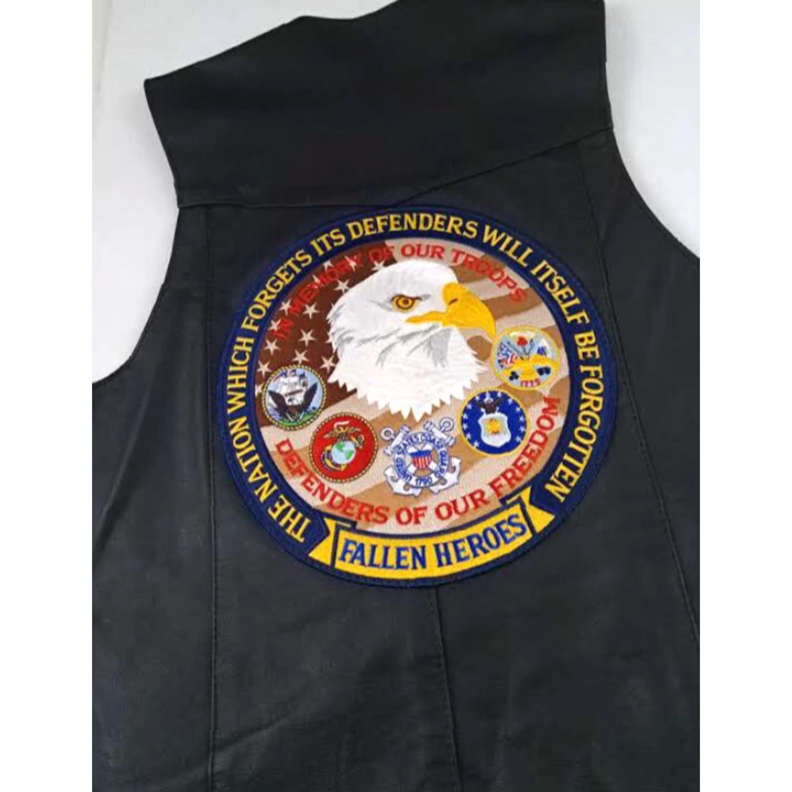 Vintage VINTAGE PNC Leathers Vest Full Metal Button USA Memorable Fallen Heroes Memorial Black 44 Unisex Adults Leather Biker 26in long 22in pit to pit Size US S / EU 44-46 / 1 - 3 Thumbnail