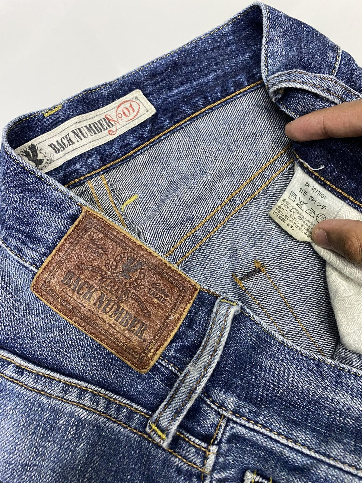 Japanese Brand 🔥BACK NUMBER PATCHWORK DISTRESSED DENIM KAPITAL STYLE JEANS Size US 32 / EU 48 - 8 Thumbnail
