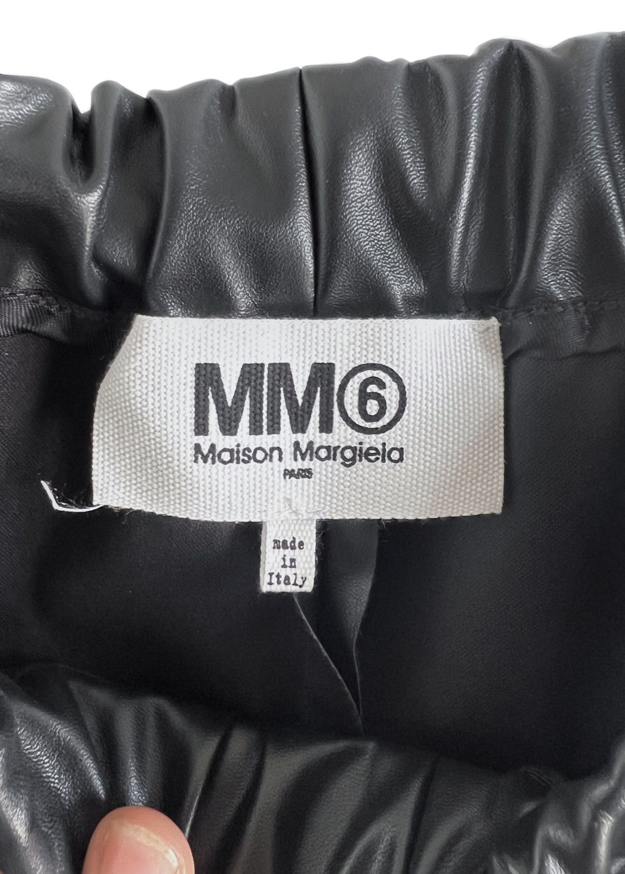 Maison Margiela MM6 Black Faux Leather Wide Leg Trousers Size 26" / US 2 / IT 38 - 5 Thumbnail