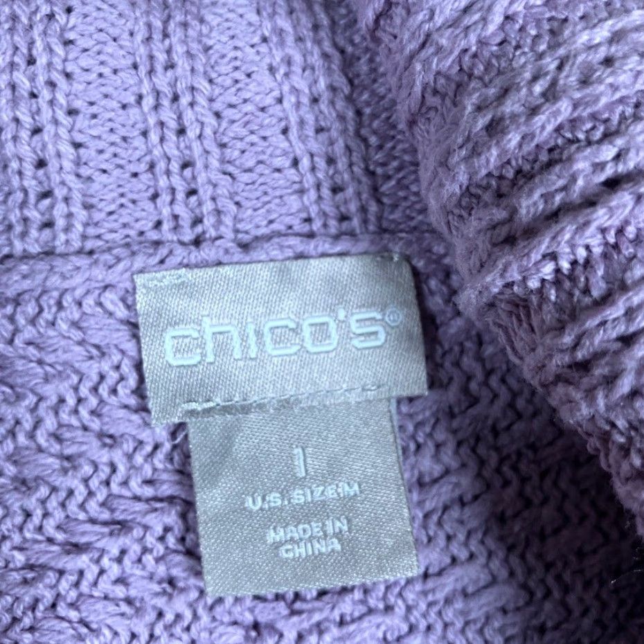 Vintage Chicos Womens Sweater Pullover Turtleneck Long Sleeve Knitted Lavender 1 (M) Charcoal? Size M / US 6-8 / IT 42-44 - 6 Thumbnail