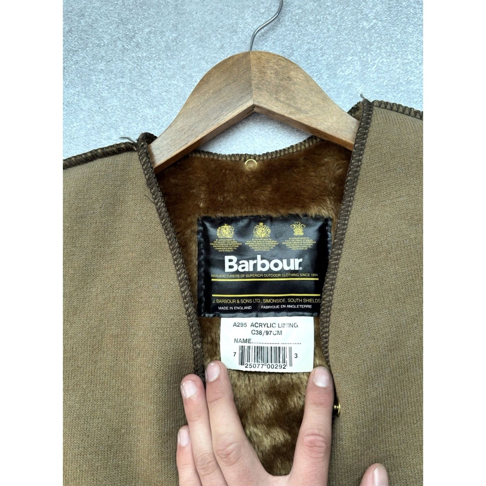 Barbour VINTAGE Barbour A295 Men Quilted Vest Wool/Polyester Lining Acrylic Size M Brown Size US M / EU 48-50 / 2 - 7 Thumbnail