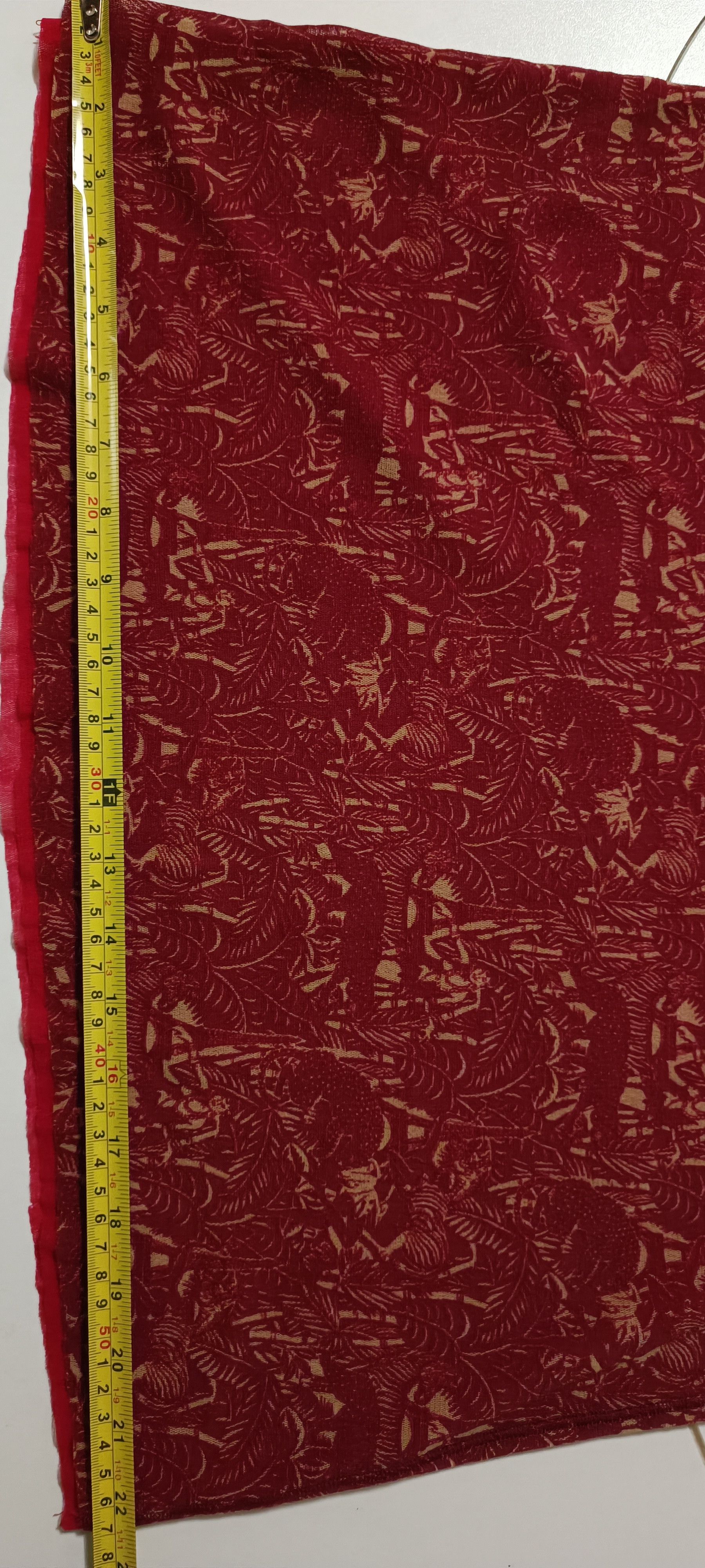 Jean Paul Gaultier Maroon maxi dress with figures in cream tones. Size M / US 6-8 / IT 42-44 - 22 Thumbnail