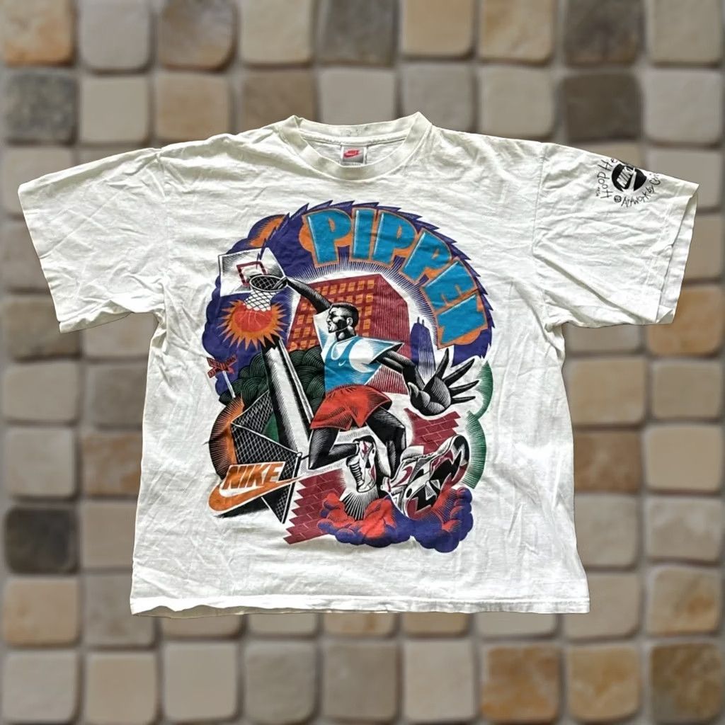 Nike VINTAGE Scottie Pippen Nike Hoop Heroes Chris Gall T-Shirt L Mens White Size US L / EU 52-54 / 3 - 1 Thumbnail