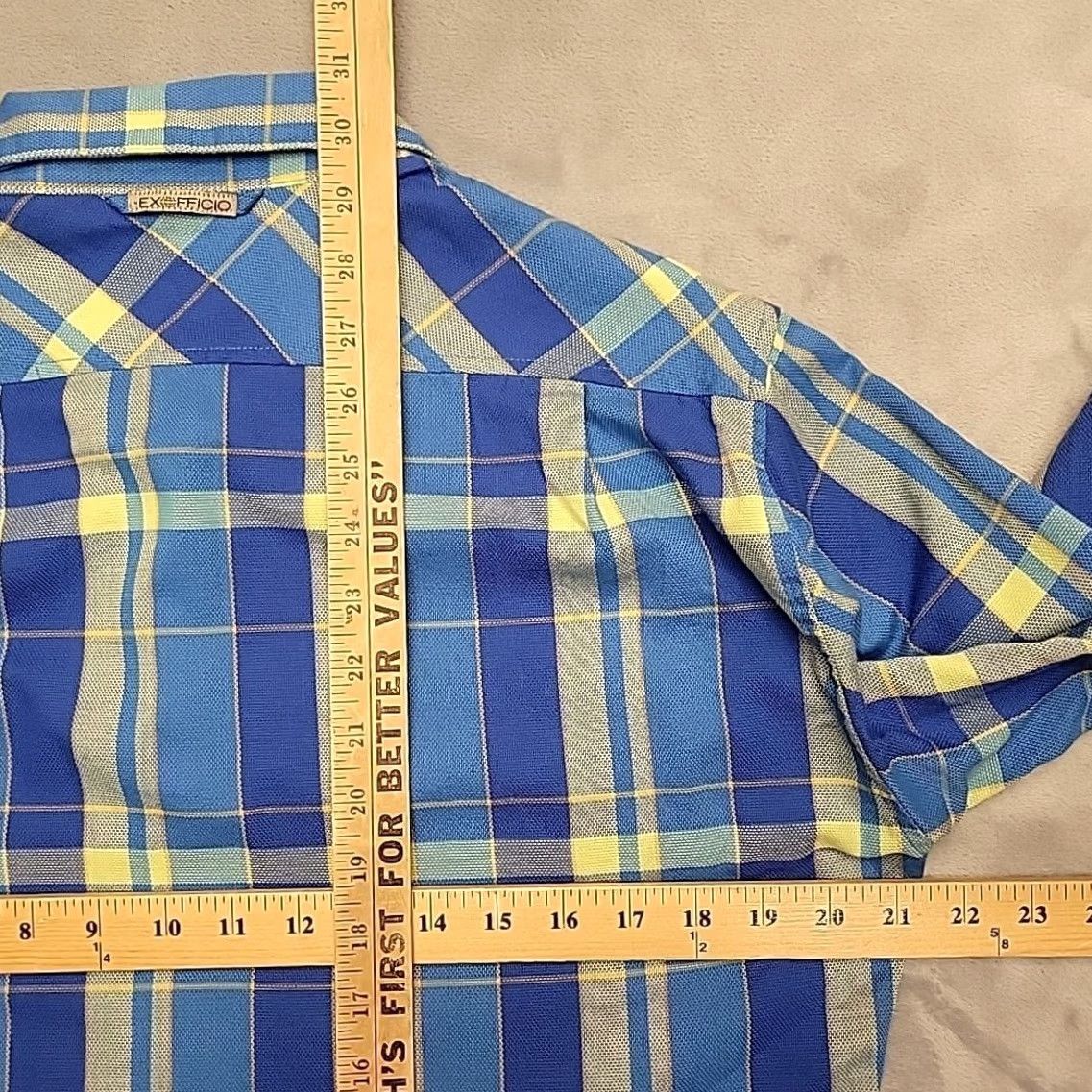 ExOfficio VINTAGE EXOFFICIO Shirt Mens S Blue Plaid Insect Shield Outdoors Hiking Fishing Shirt Size US S / EU 44-46 / 1 - 8 Thumbnail