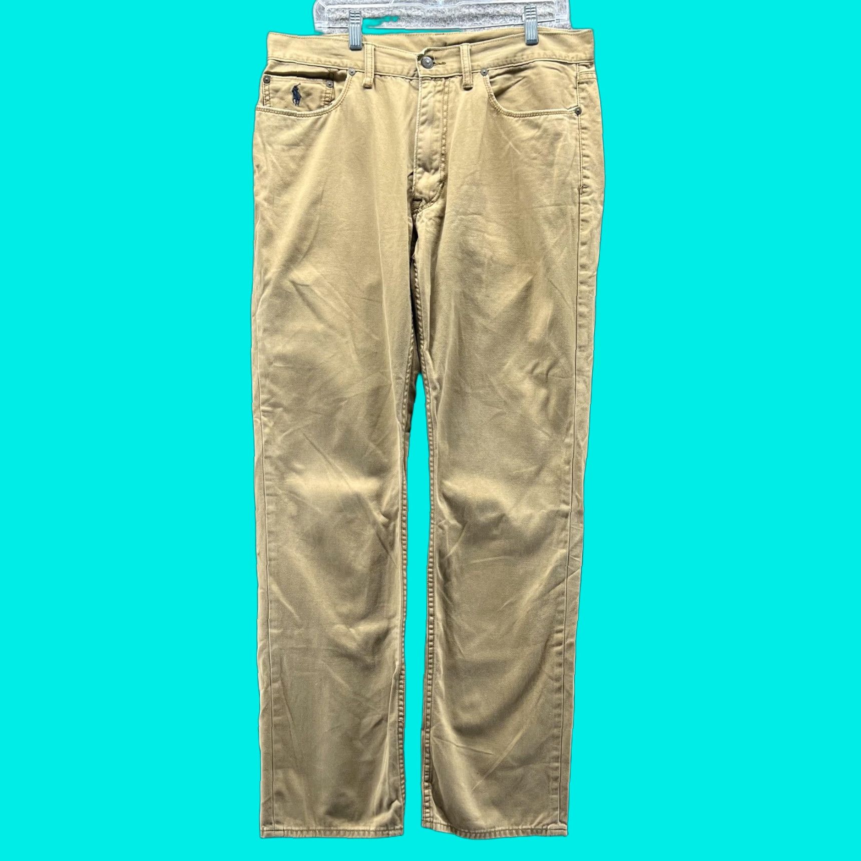 Polo Ralph Lauren VINTAGE Polo Ralph Lauren Pants Mens 34x34 Beige Chino 5 Pocket Straight Leg Size US S / EU 44-46 / 1 - 1 Thumbnail