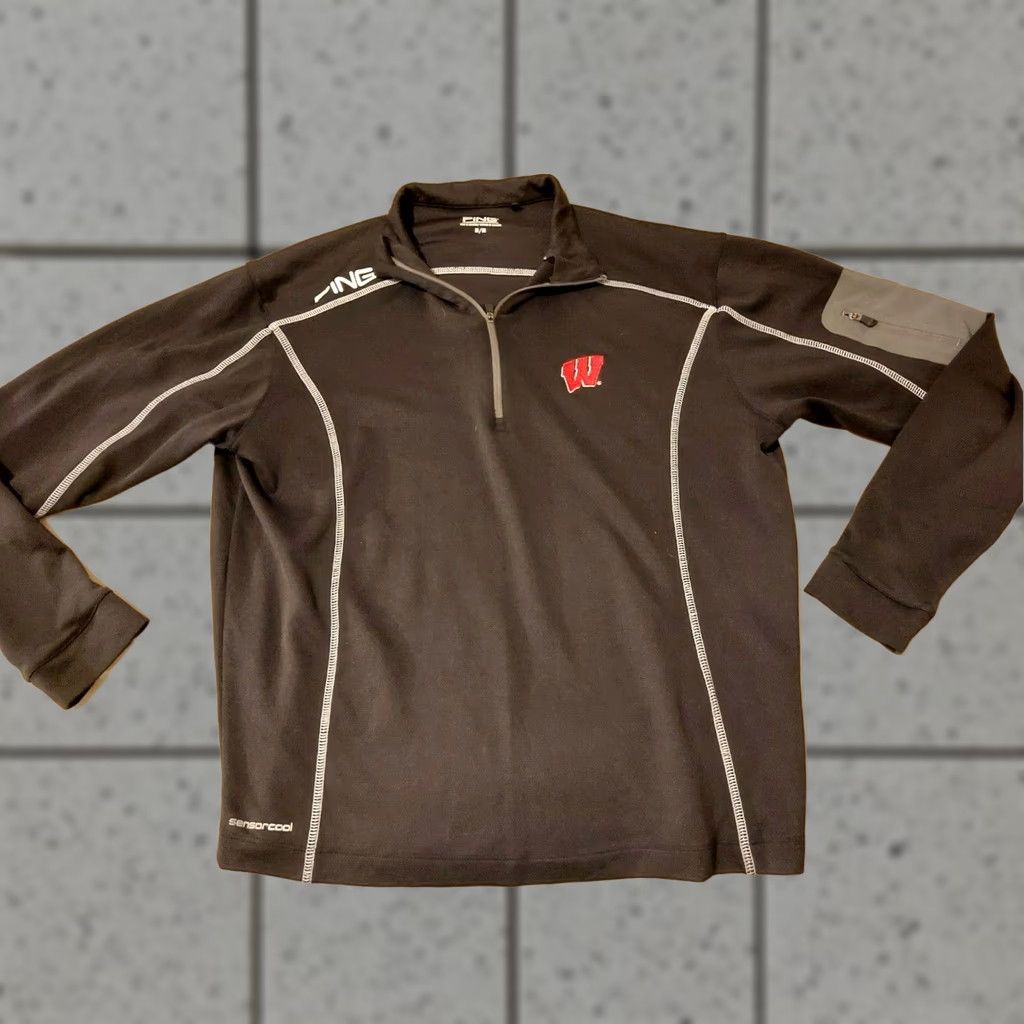 Vintage Womens Wisconsin Badgers Ping Half Zip Sweater M Medium Black Athletic Shirt Size M / US 6-8 / IT 42-44 - 1 Thumbnail