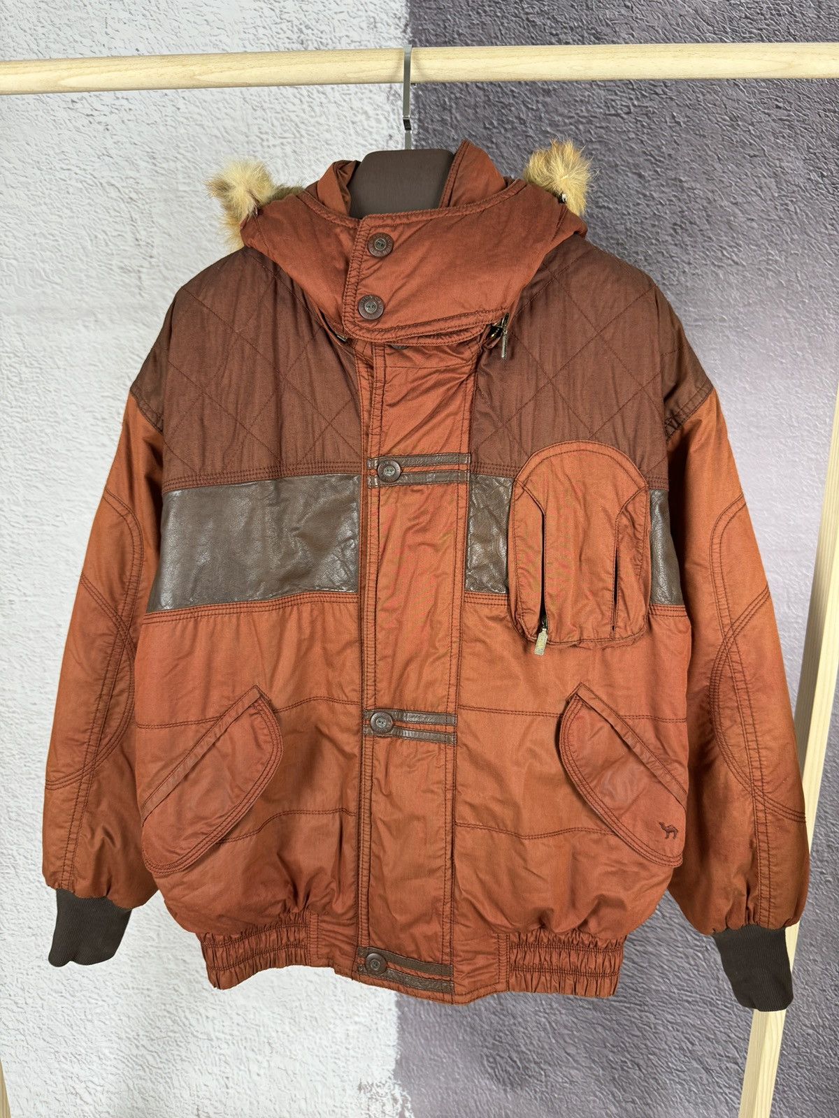 Camel Camel Collection vintage brick cotton leather winter jacket Size US L / EU 52-54 / 3 - 3 Thumbnail