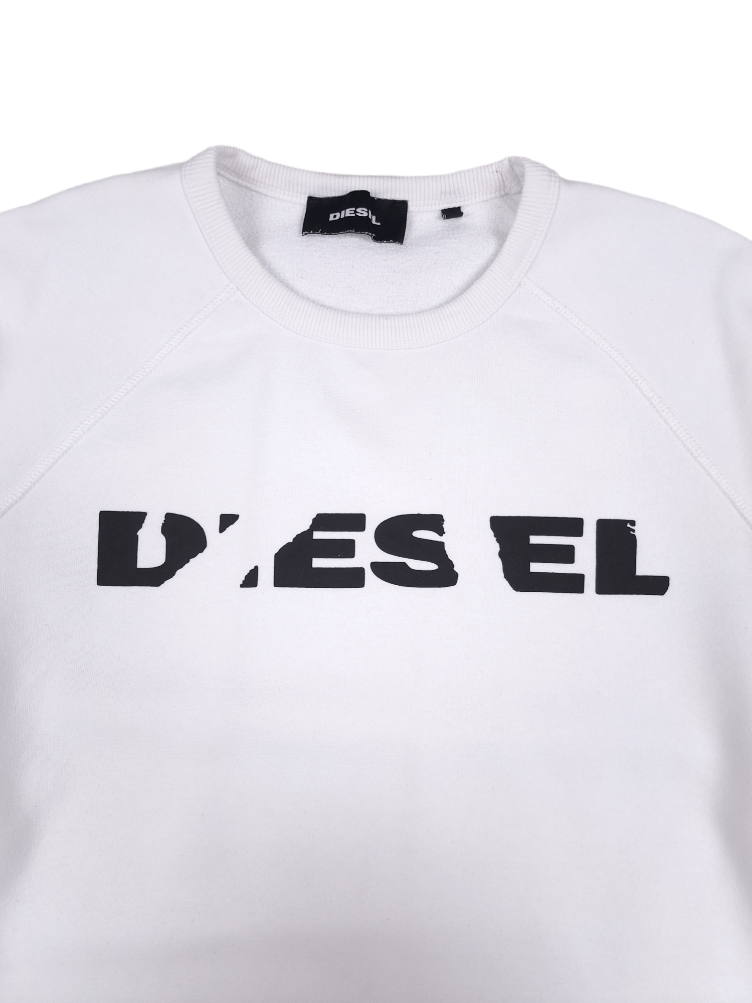 Designer × Diesel 💎 Diesel Broken Logo White Crewneck Sweatshirt Size US XL / EU 56 / 4 - 4 Thumbnail