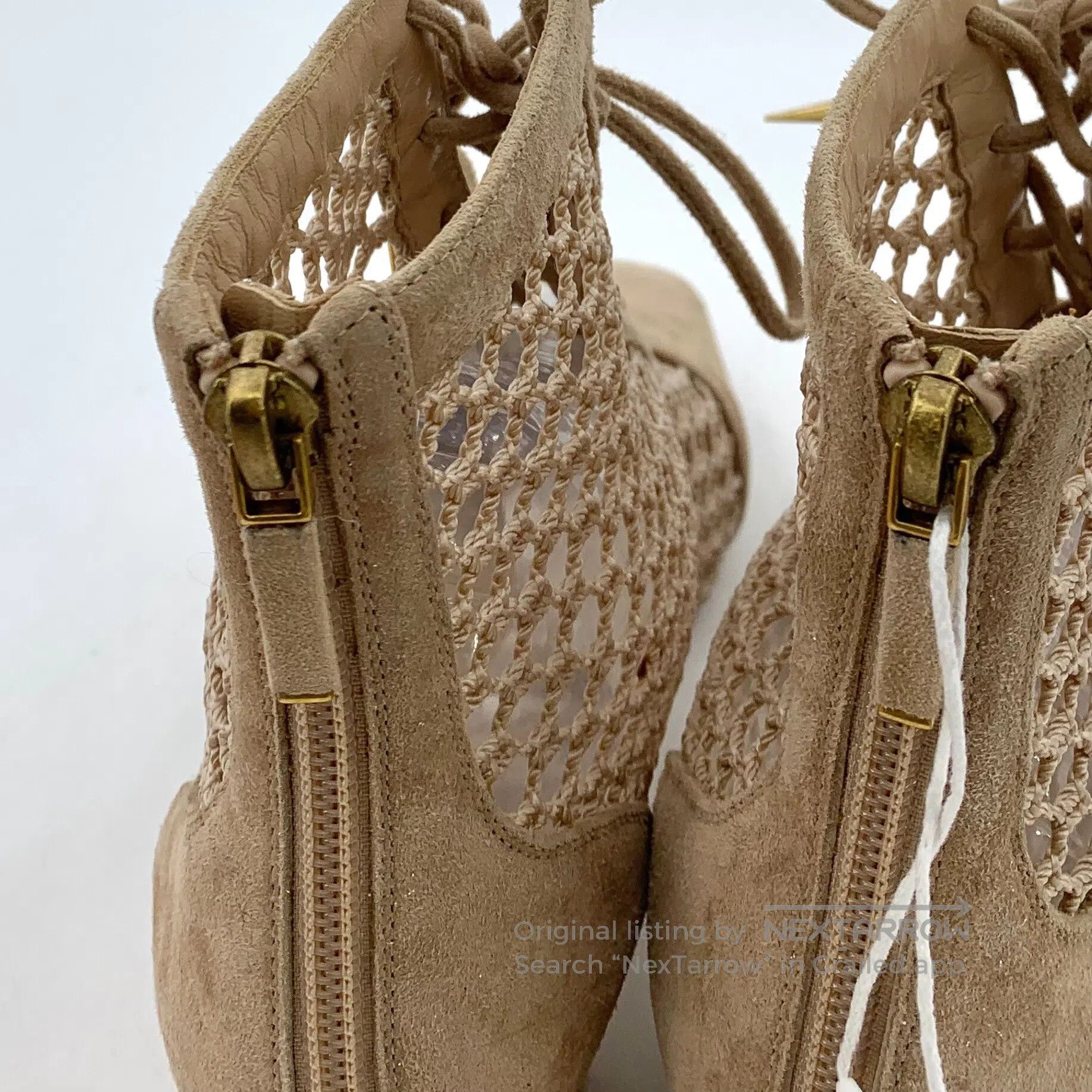 Dior Dior Light brown suede open-toe lace-up casual boots| Size US 5 / IT 35 - 8 Thumbnail