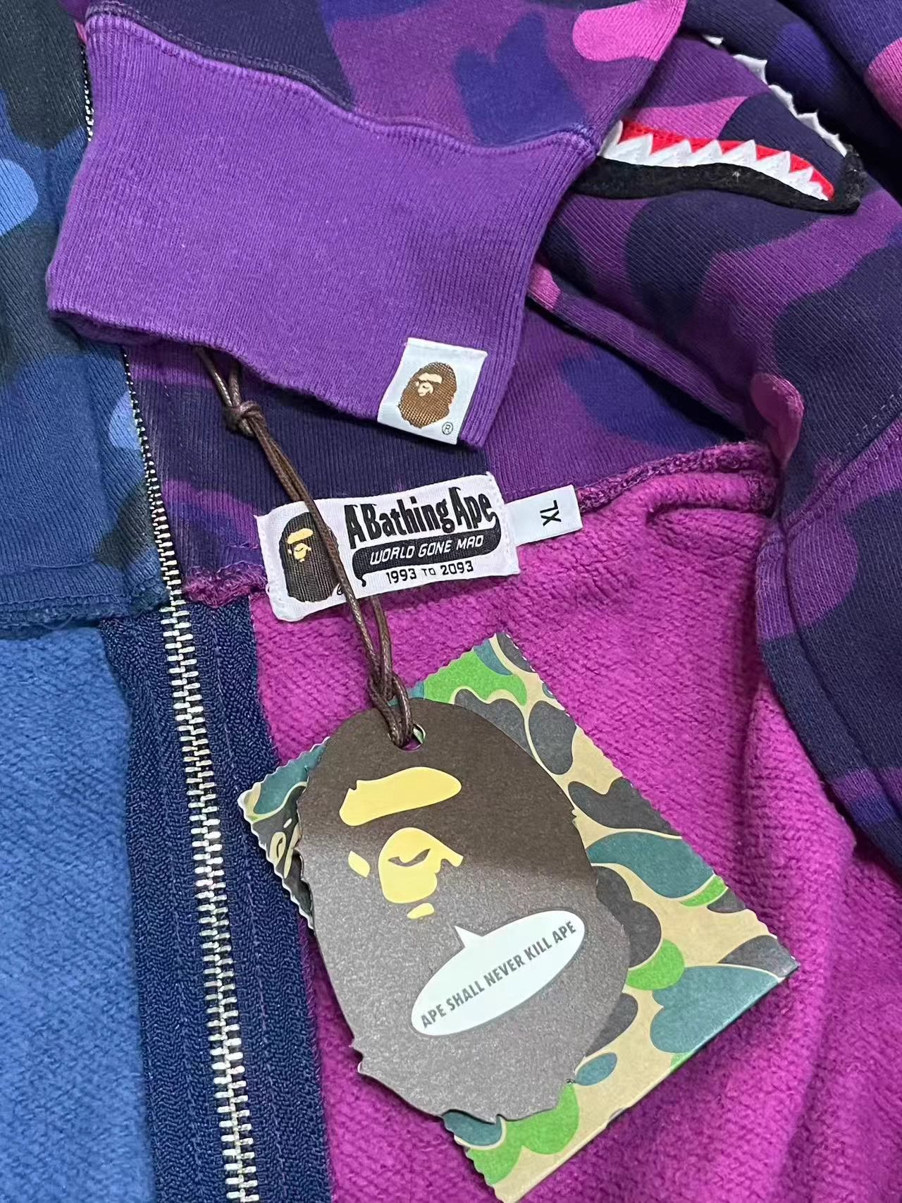 Bape Bape Blue & Purple Camo Panel Shark Hoodie K5 Size US XL / EU 56 / 4 - 3 Thumbnail