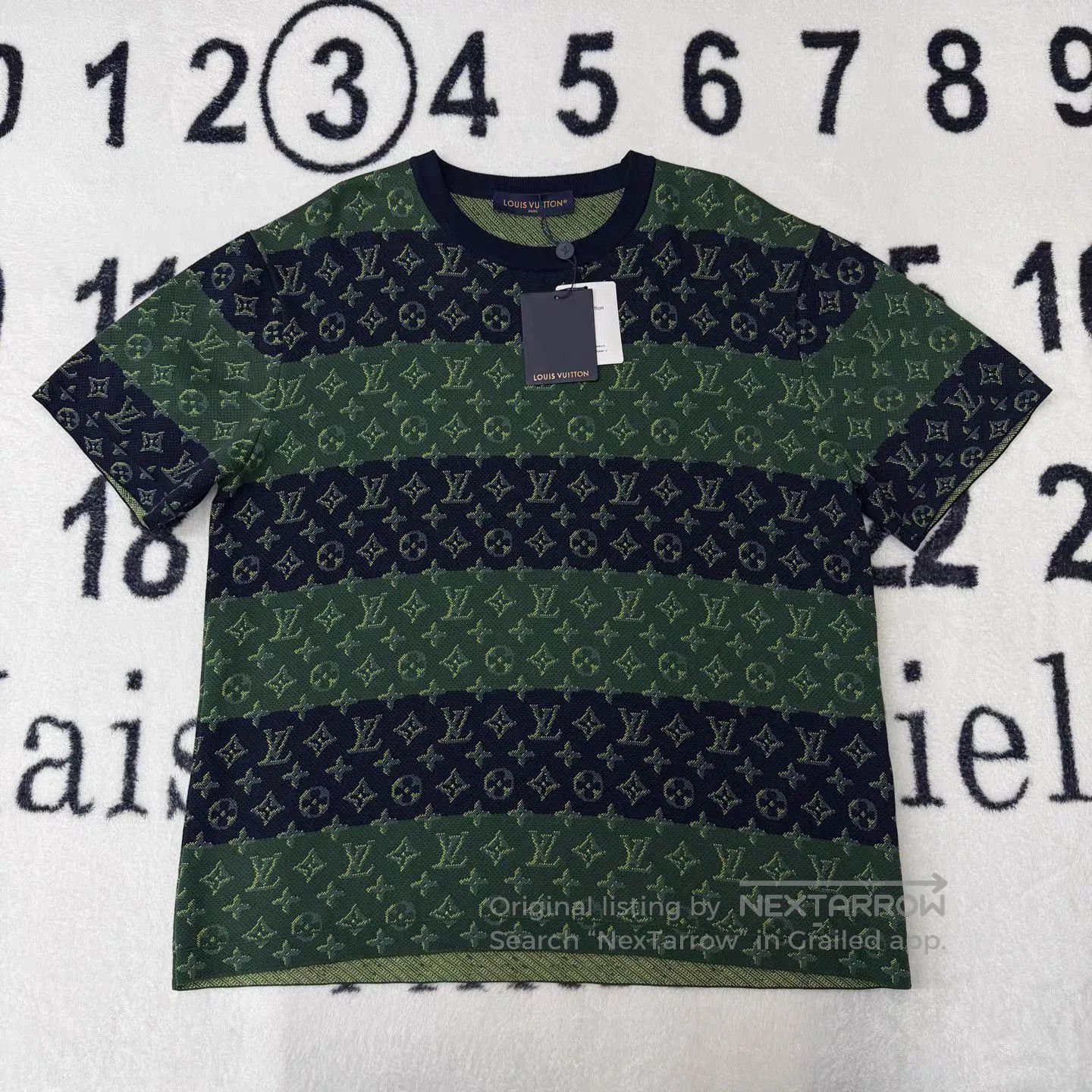 Louis Vuitton Green Striped Pattern Short Sleeve Shirt. Size US XXL / EU 58 / 5 - 1 Thumbnail