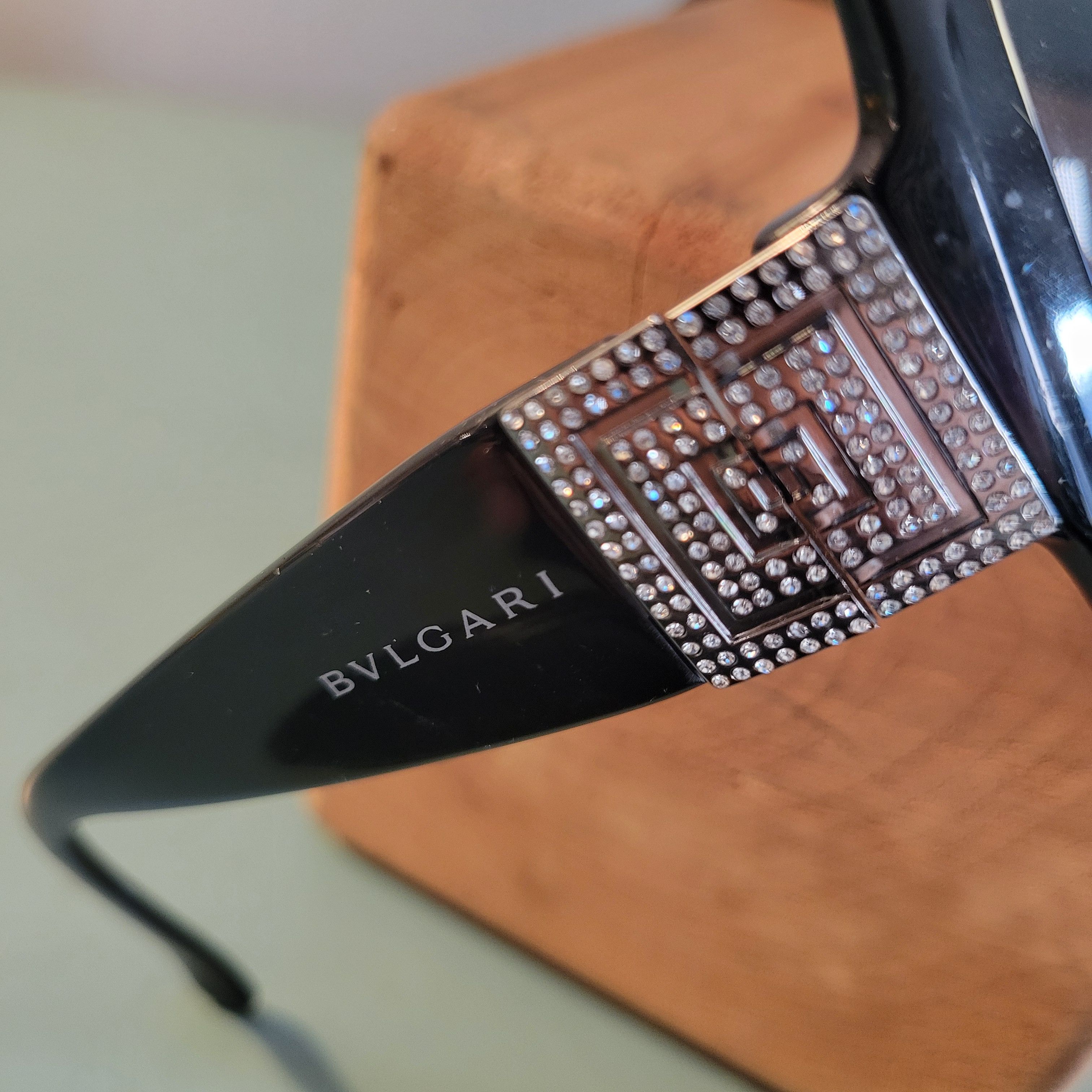Bvlgari Rhinestone Embellished Black Vintage with Case and Cloth Size ONE SIZE - 3 Thumbnail