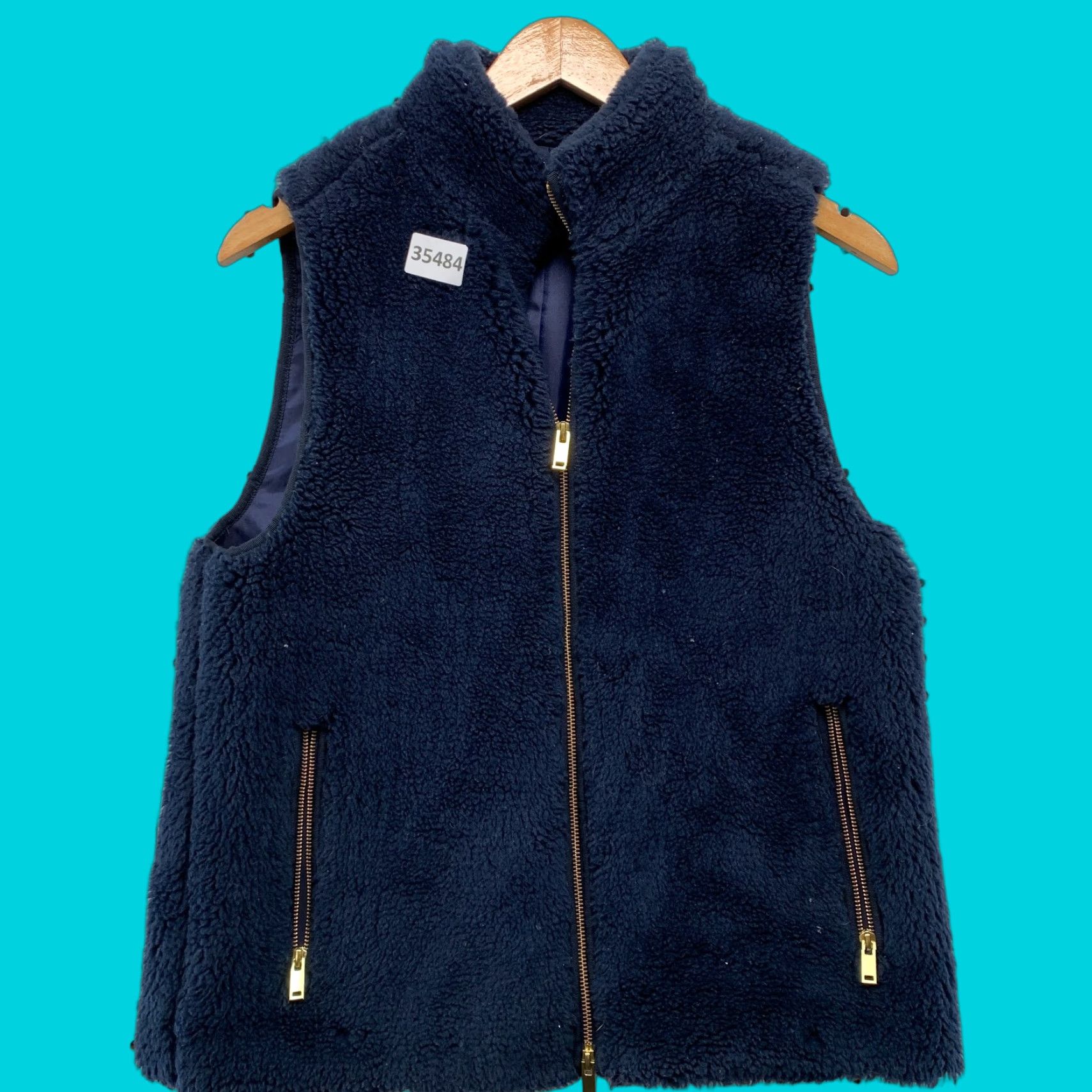 J.Crew JCrew Sherpa Vest jacket Womens Small Blue Deep Pile Sleeveless 19.5x24 Size S / US 4 / IT 40 - 1 Thumbnail