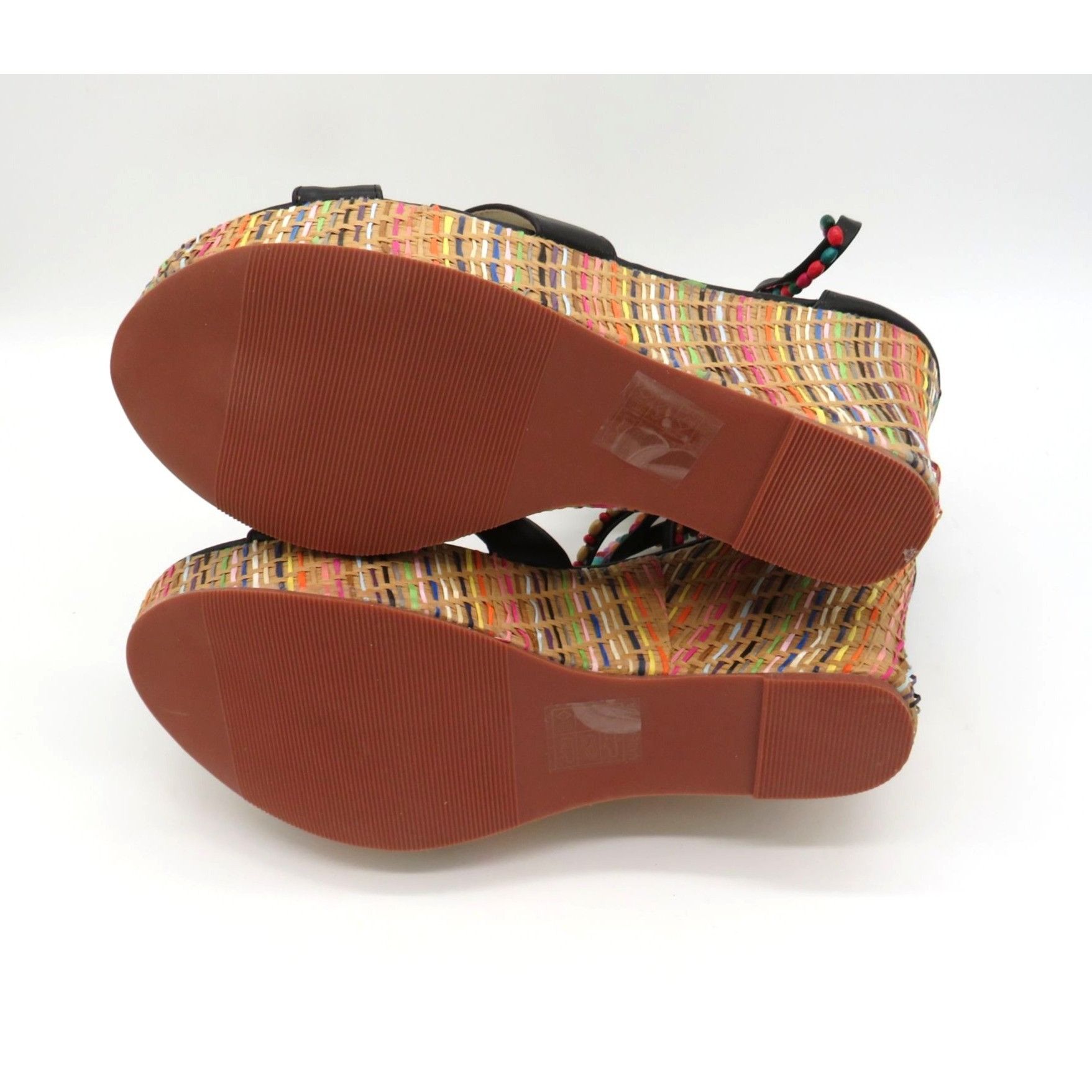 Other Get More Beauty Women's Black Wedge Sandals Multicolor Beade Size US 10 / IT 40 - 7 Thumbnail