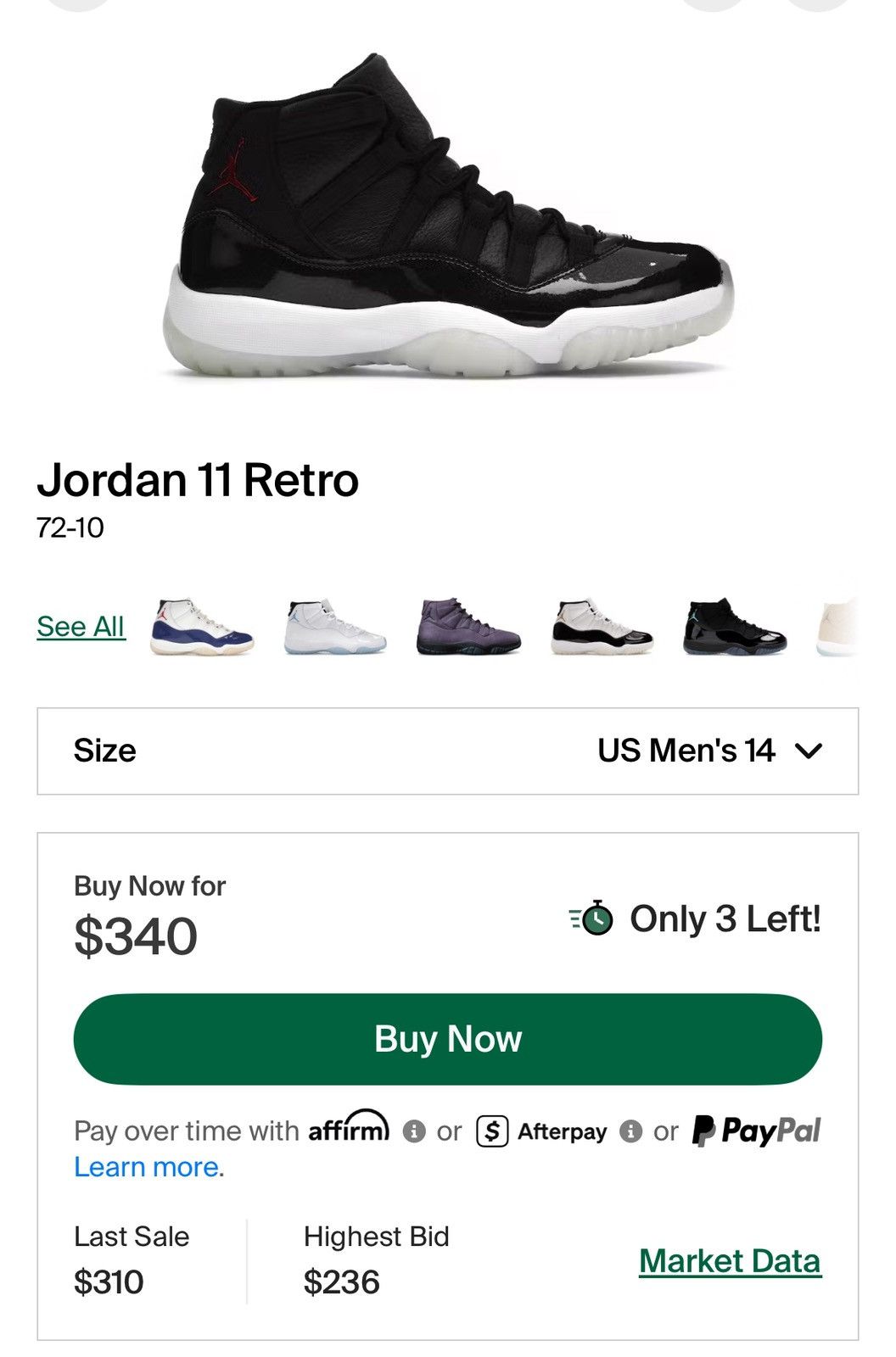 Jordan Brand Jordan 11 Retro “72-10” Size US 14 / EU 47 - 7 Thumbnail