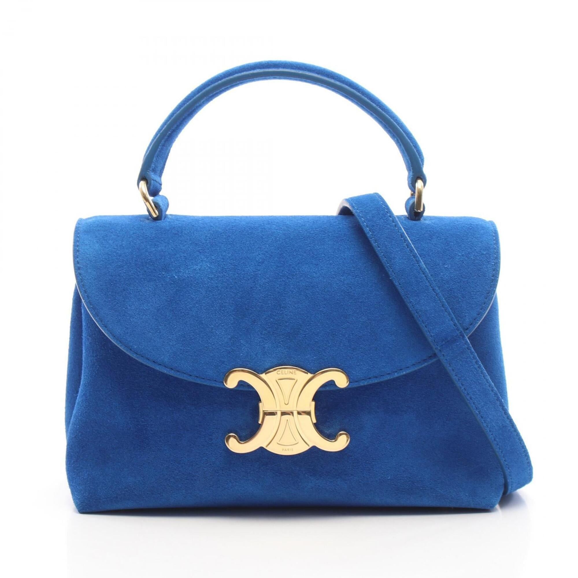 Celine Celine Teen Nino Triomphe 2-Way Handbag, Suede, Women's, Blue Size ONE SIZE - 1 Thumbnail