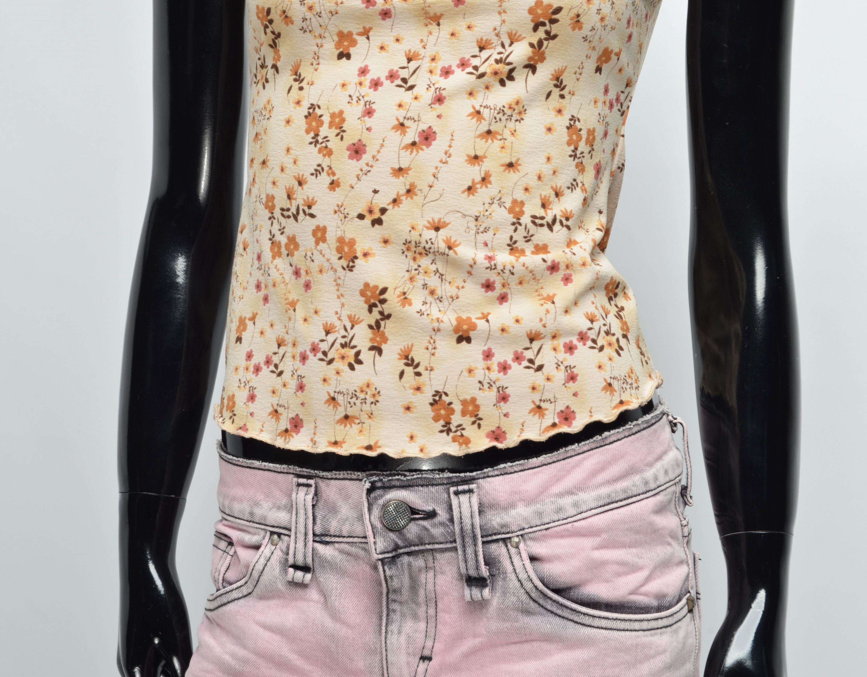 Vintage Vintage Y2K Cute Fishbone Flower Print Mesh Top Size M / US 6-8 / IT 42-44 - 3 Thumbnail