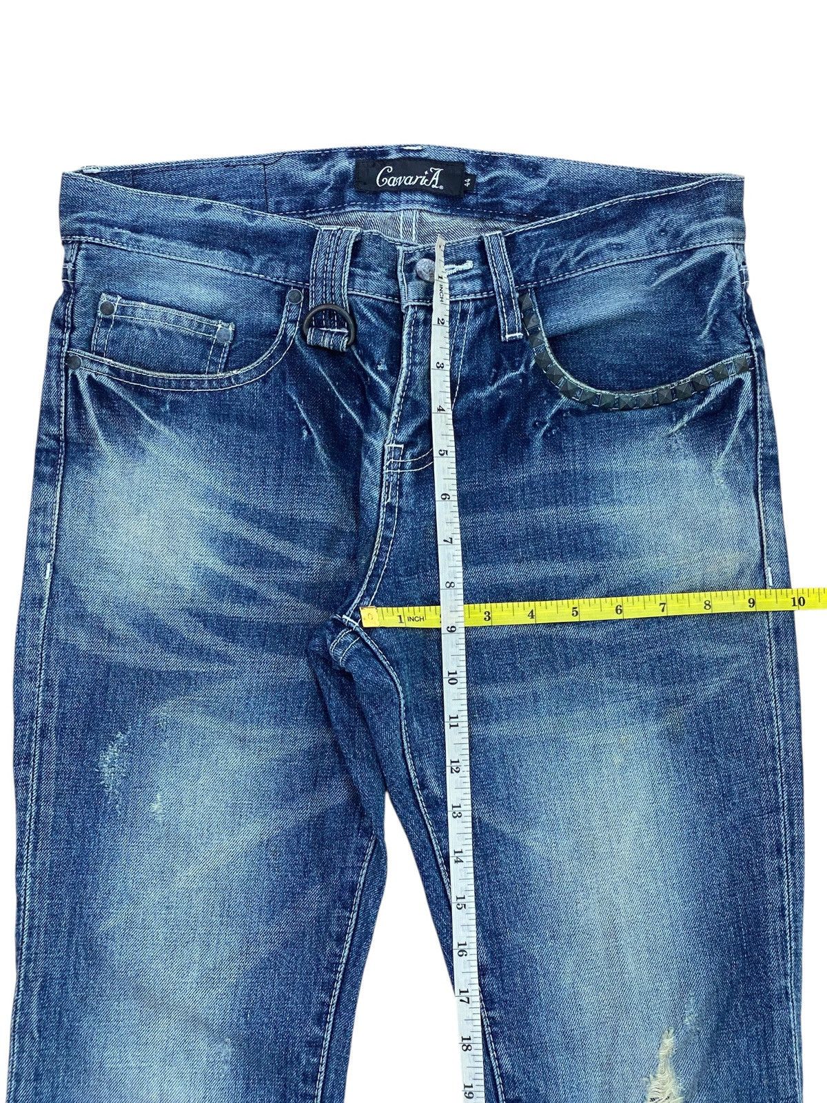Japanese Brand Japanese Brand Faded Blue Wash Distress Flare Style Size US 30 / EU 46 - 11 Thumbnail