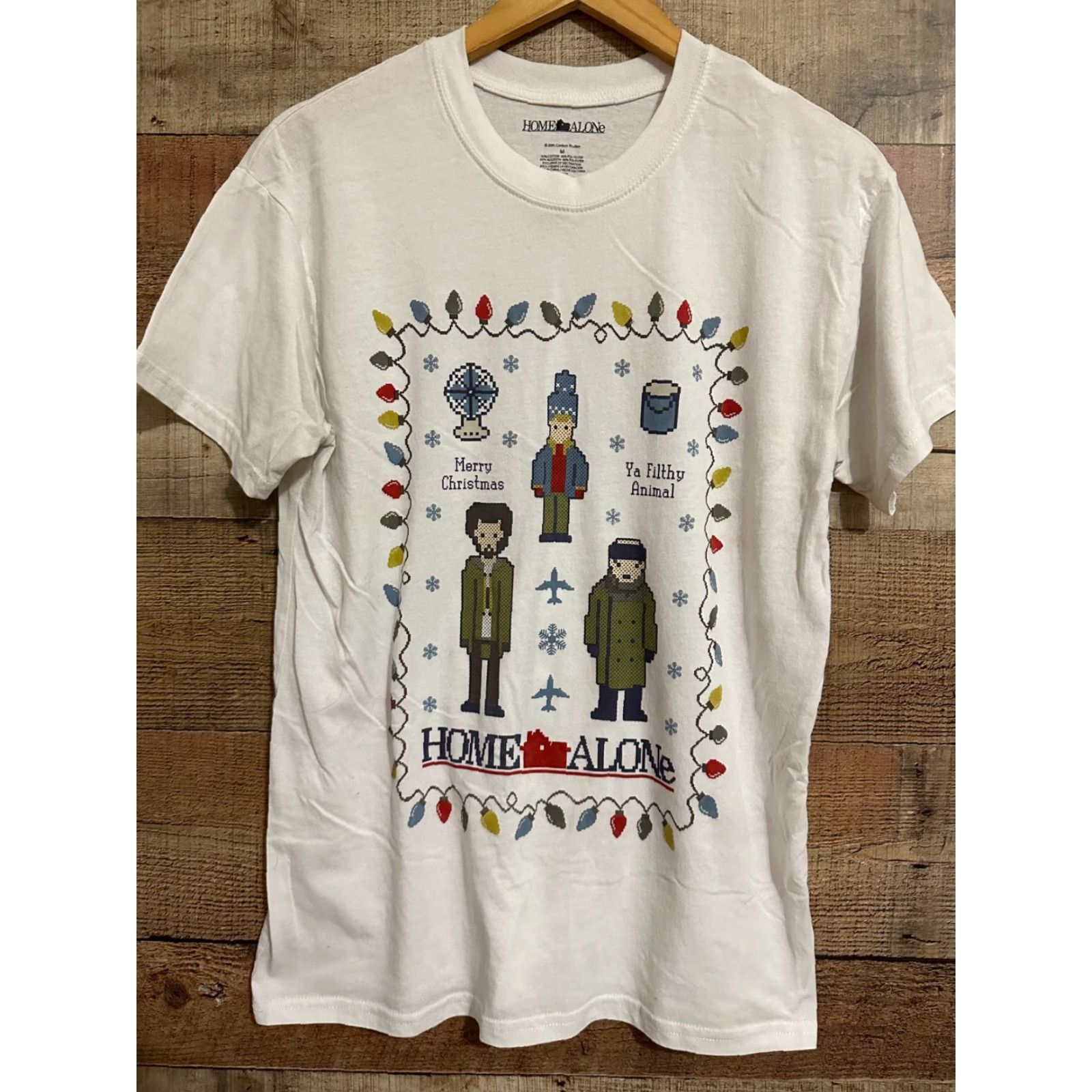Vintage HOME ALONE T-Shirt Men Medium Gray Crew Neck Short Sleeve Kevin Marv Wet Bandits Merry Christmas ya filthy animal 90s Christmas Graphic Print Size US M / EU 48-50 / 2 - 2 Thumbnail