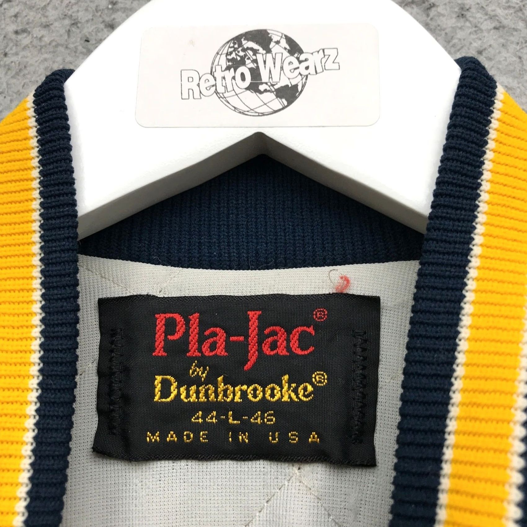 Dunbrooke VINTAGE Dunbrooke Bloomfield FMBA 19 Bomber Jacket Mens Large Navy Yellow Full Zip Pockets Size US L / EU 52-54 / 3 - 4 Thumbnail
