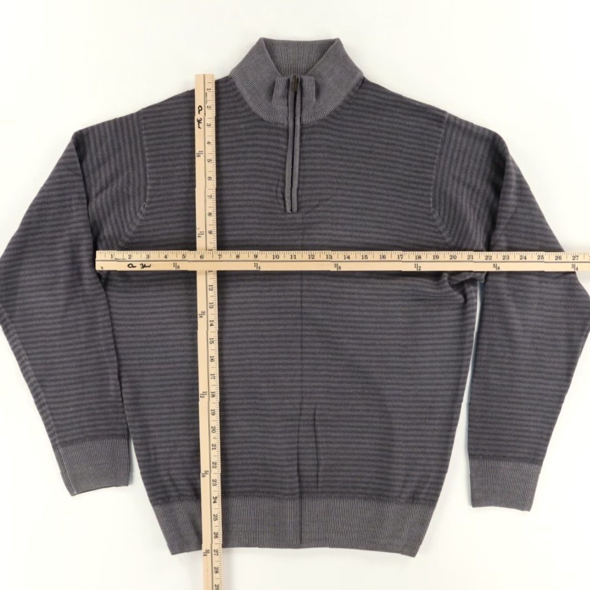 Peter Millar Peter Millar Sweater 1/4 Zip Pullover Striped Merino Wool Gray Men's M Size US M / EU 48-50 / 2 - 3 Thumbnail