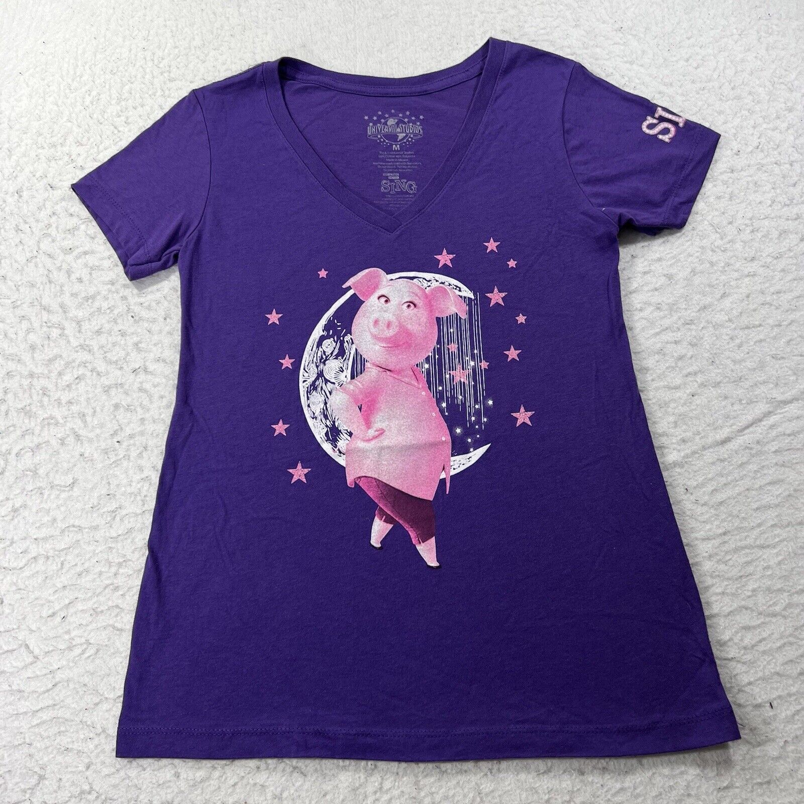Other Universal Studios Medium SING V-Neck Purple Graphic T Shirt Size M / US 6-8 / IT 42-44 - 1 Thumbnail