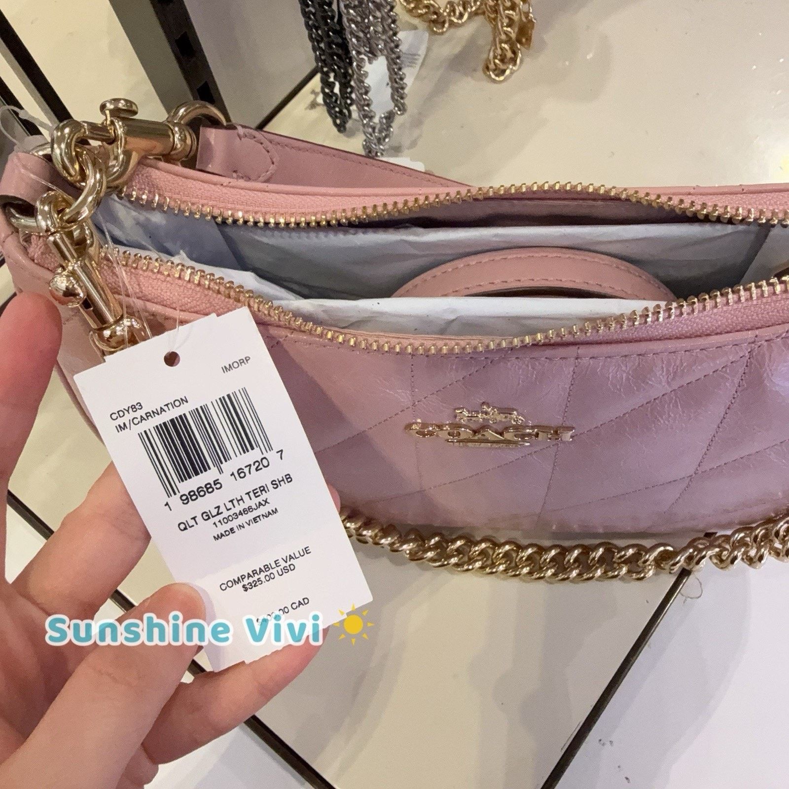 Coach NWT Coach CDY83 Teri Shoulder Bag leather IM/CARNATION Size ONE SIZE - 6 Thumbnail