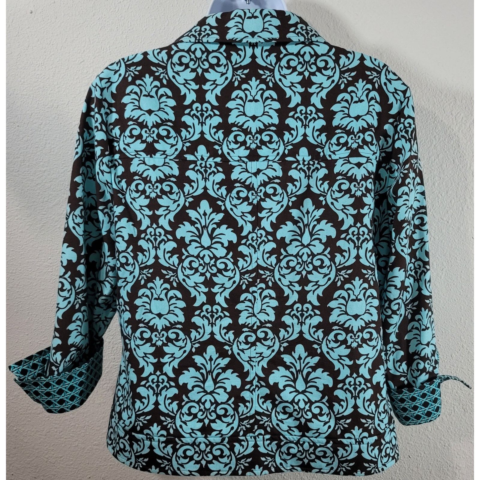 Other Bentley A Teal Brown Floral Print Button Up Blazer 6 Collard Size M / US 6-8 / IT 42-44 - 2 Thumbnail