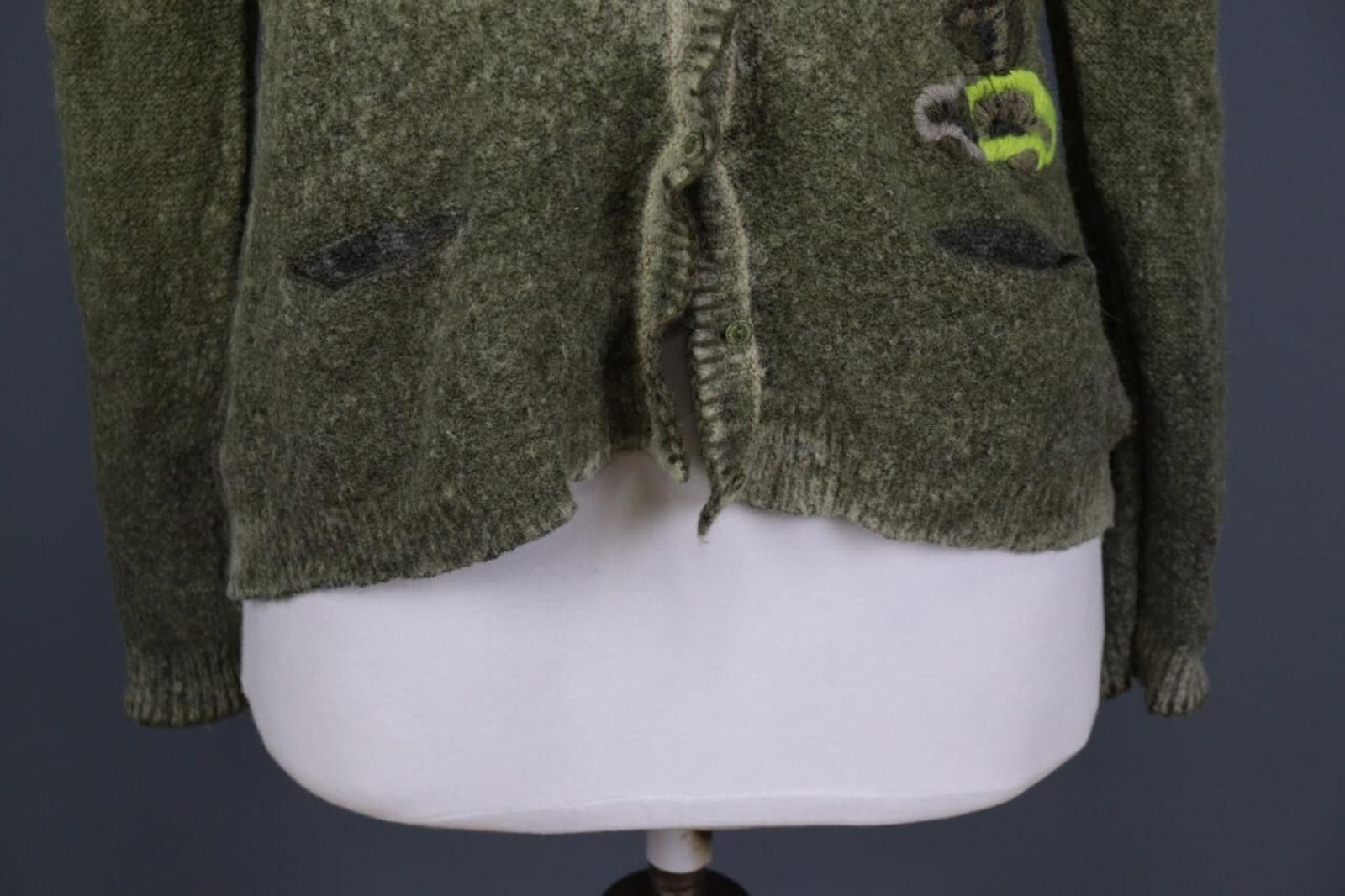 Designer Princess Goes Hollywood Green Wool Cardigan Sweater Size 42 Size M / US 6-8 / IT 42-44 - 3 Thumbnail