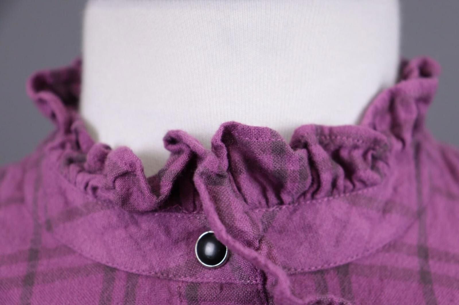 Def Leppard BA&SH Purple Check Printed Henley Blouse Shirt Size 0 Size XS / US 0-2 / IT 36-38 - 6 Thumbnail