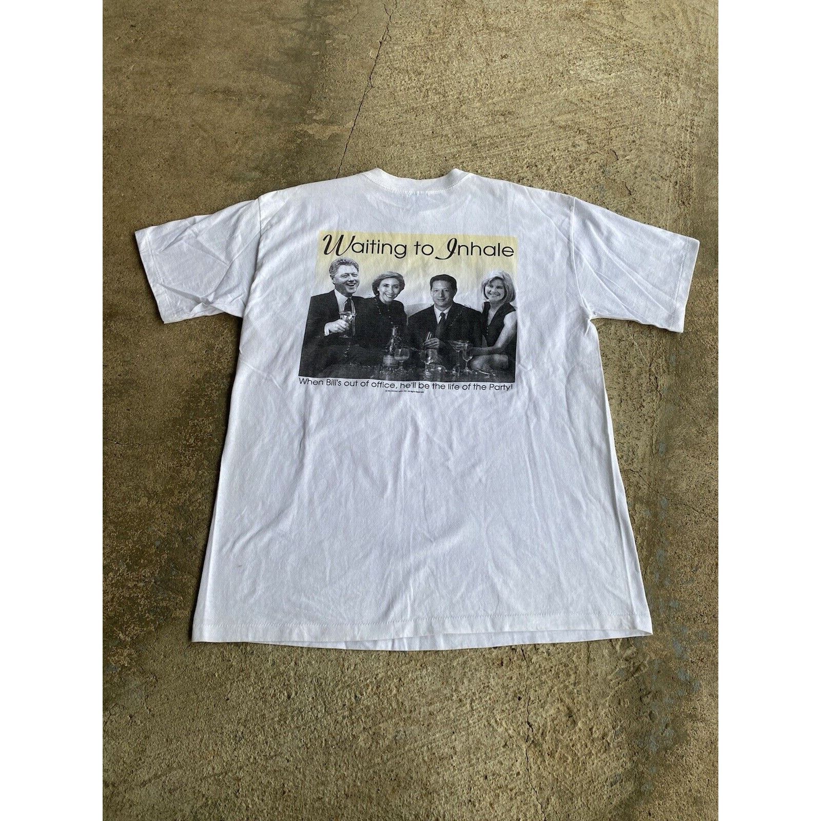 Vintage Vtg Bill Clinton Hillary Political Waiting To Inhale Shirt Size US XL / EU 56 / 4 - 1 Thumbnail