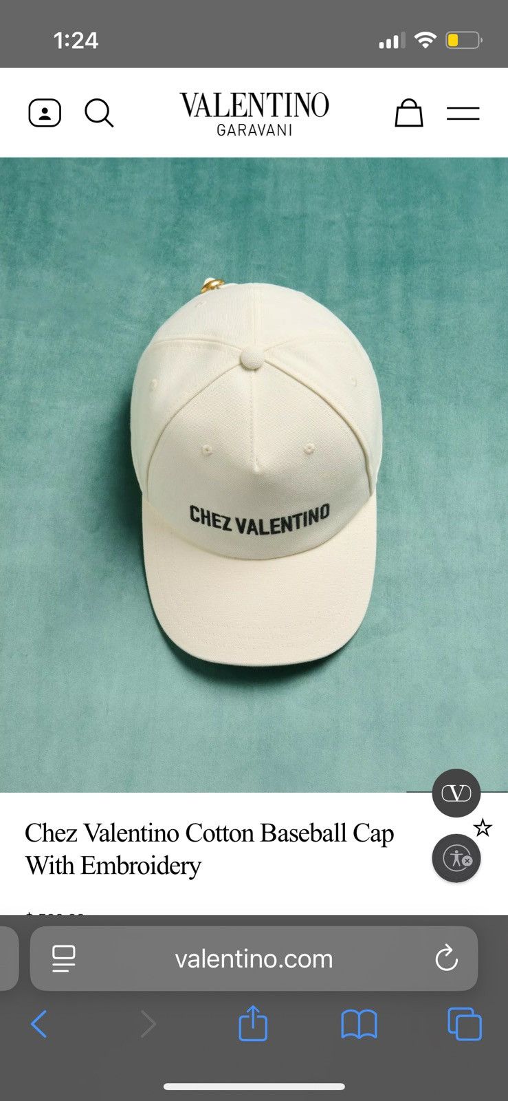 Valentino Chez Valentino Cotton Baseball Cap Size ONE SIZE - 3 Thumbnail
