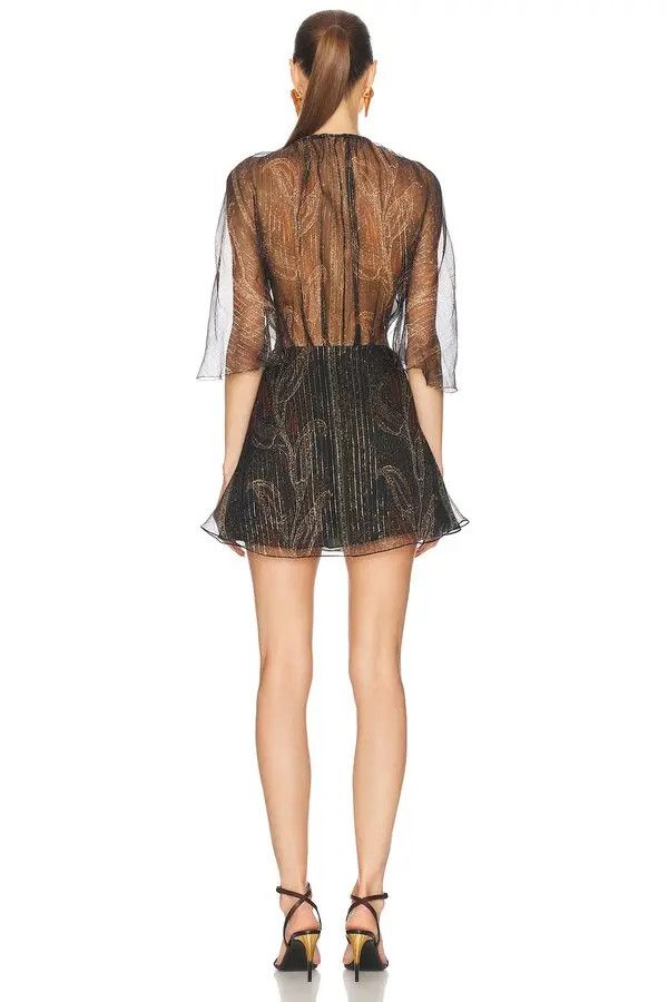 Saint Laurent Paris o1bcso1str1125 Dress in Paisley Lurex Silk in Multicolor Size XS / US 0-2 / IT 36-38 - 4 Thumbnail