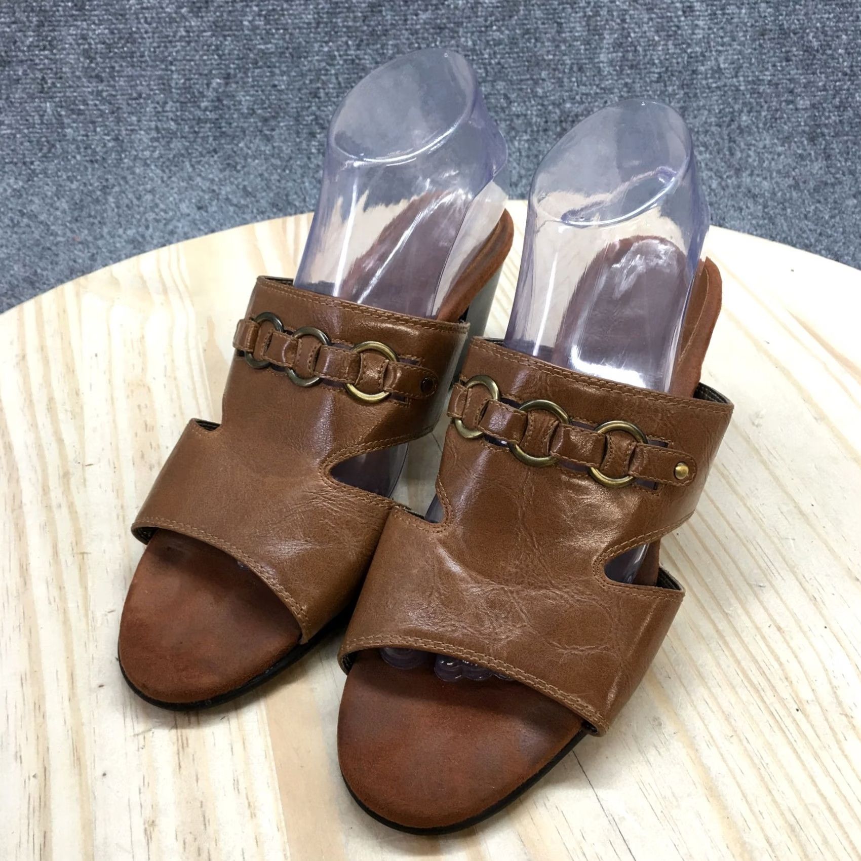 Vintage Aerosoles A2 Sandals Womens 9.5 M Base Board Casual Slip On Heels Slide Brown Size US 10 / IT 40 - 3 Thumbnail