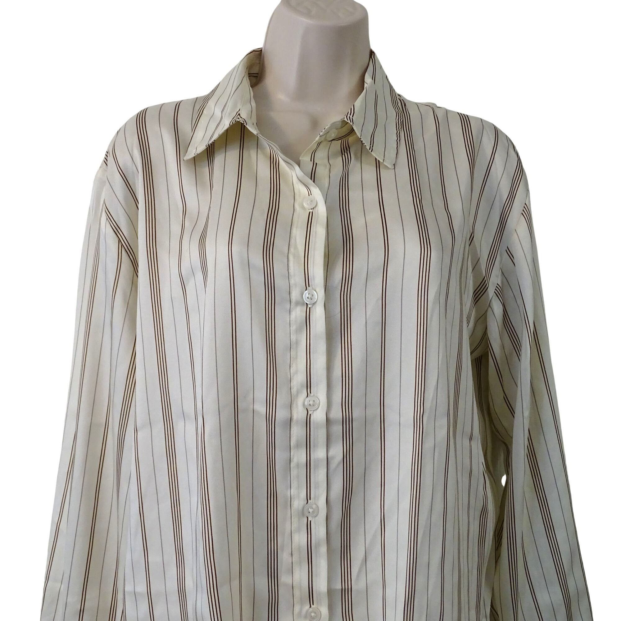 Banana Republic Banana Republic Classic Perfect Silky Shirt Stripe Size M Size M / US 6-8 / IT 42-44 - 3 Thumbnail