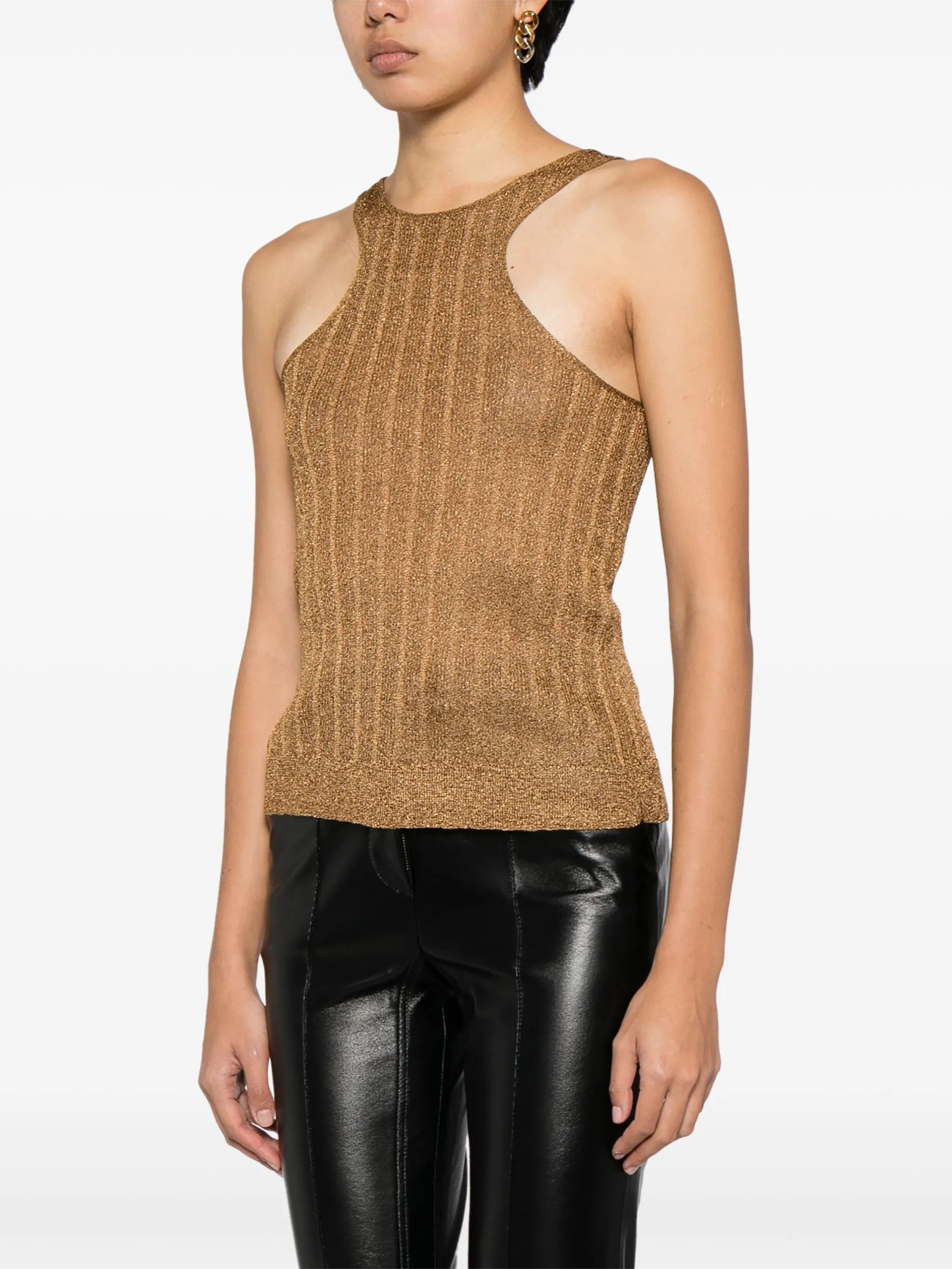 Tom Ford o1w1db10525 TSK308 Metallic Sleeveless Top in Brown Size XXS / US 00 / IT 34 - 3 Thumbnail