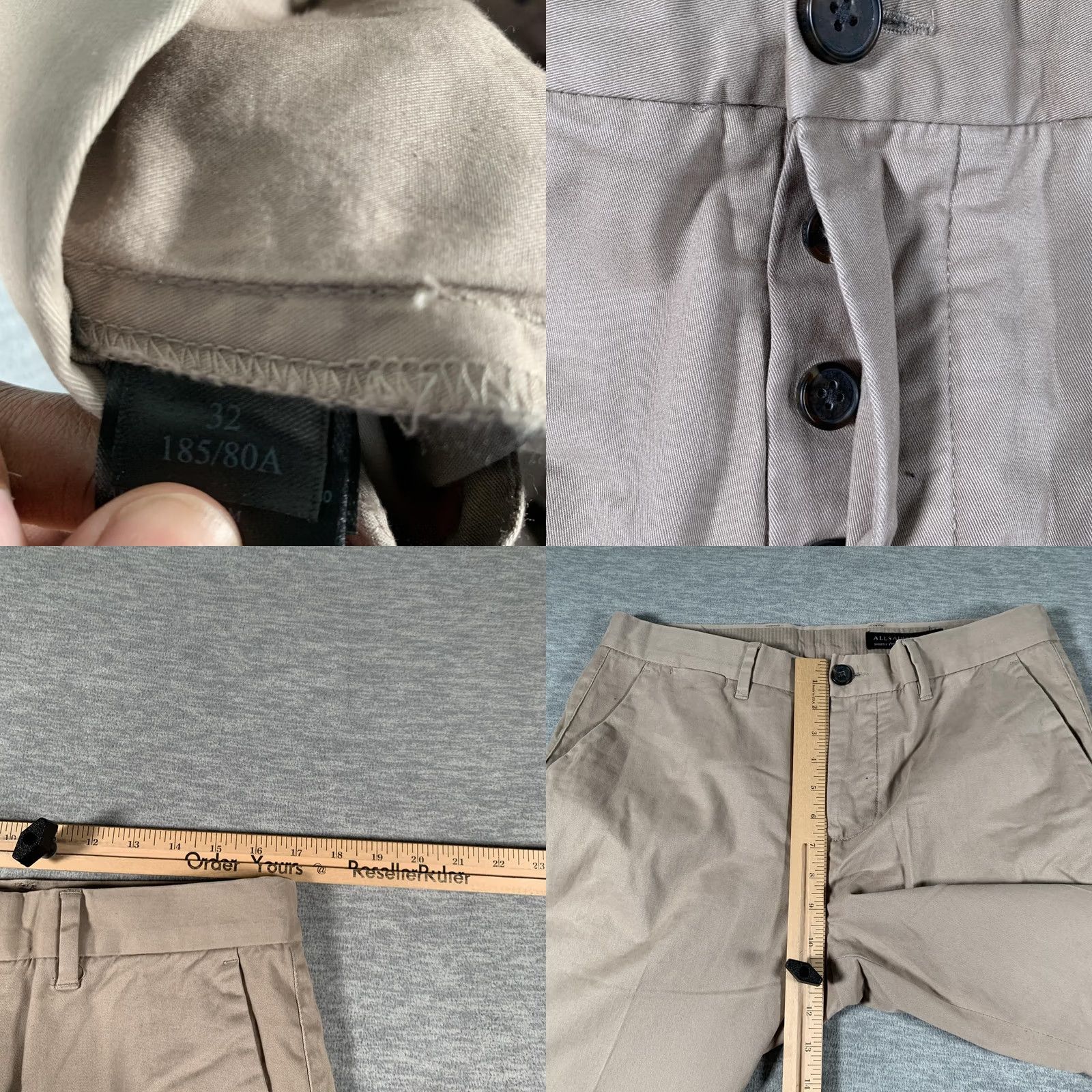 Allsaints AllSaints Mens Beige Felix Chino Pants Slim Fit Stretch Casual Tapered Leg 33x30 Size US 32 / EU 48 - 8 Thumbnail