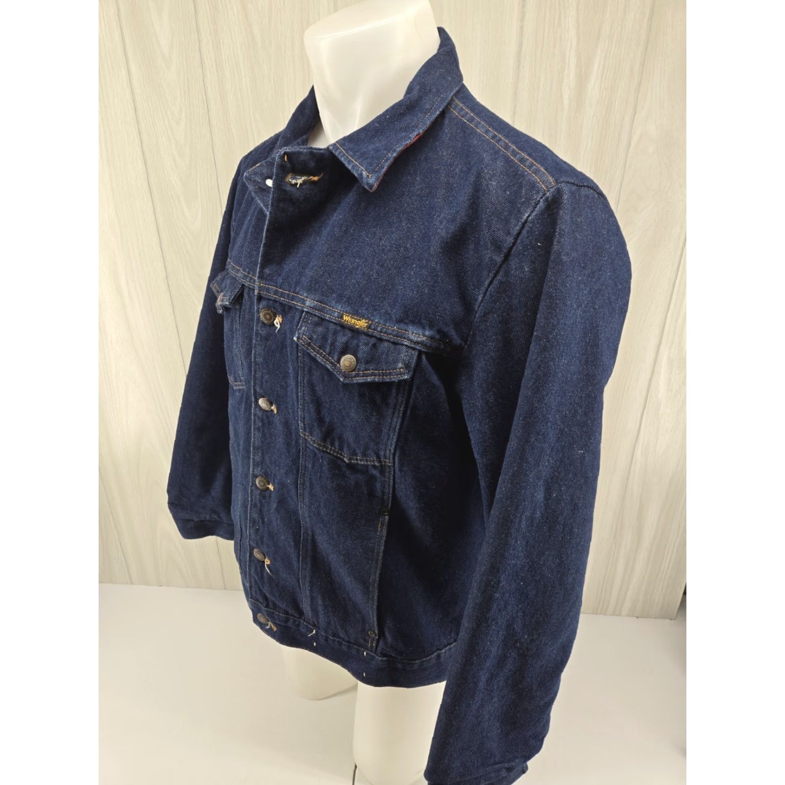 Wrangler VINTAGE Wrangler Denim Trucker Jacket Men’s LARGE USA Made Blue 80s Lined Cotton Jacket Size US L / EU 52-54 / 3 - 4 Thumbnail