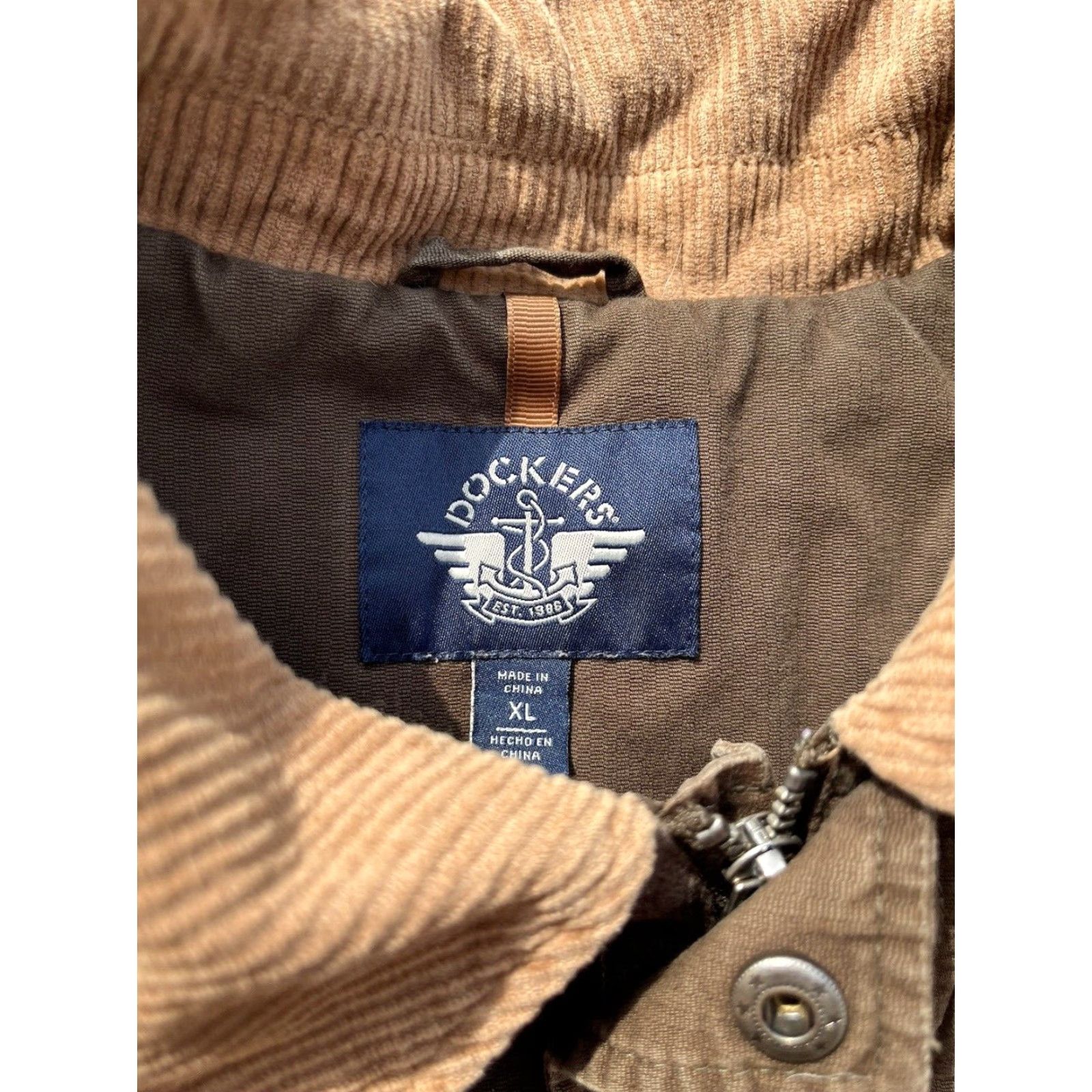 Dockers DOCKERS Jacket Beige Brown Solid XL Chore Utility Aviator Barn Workwear 90s Mens Jacket Size US XL / EU 56 / 4 - 3 Thumbnail