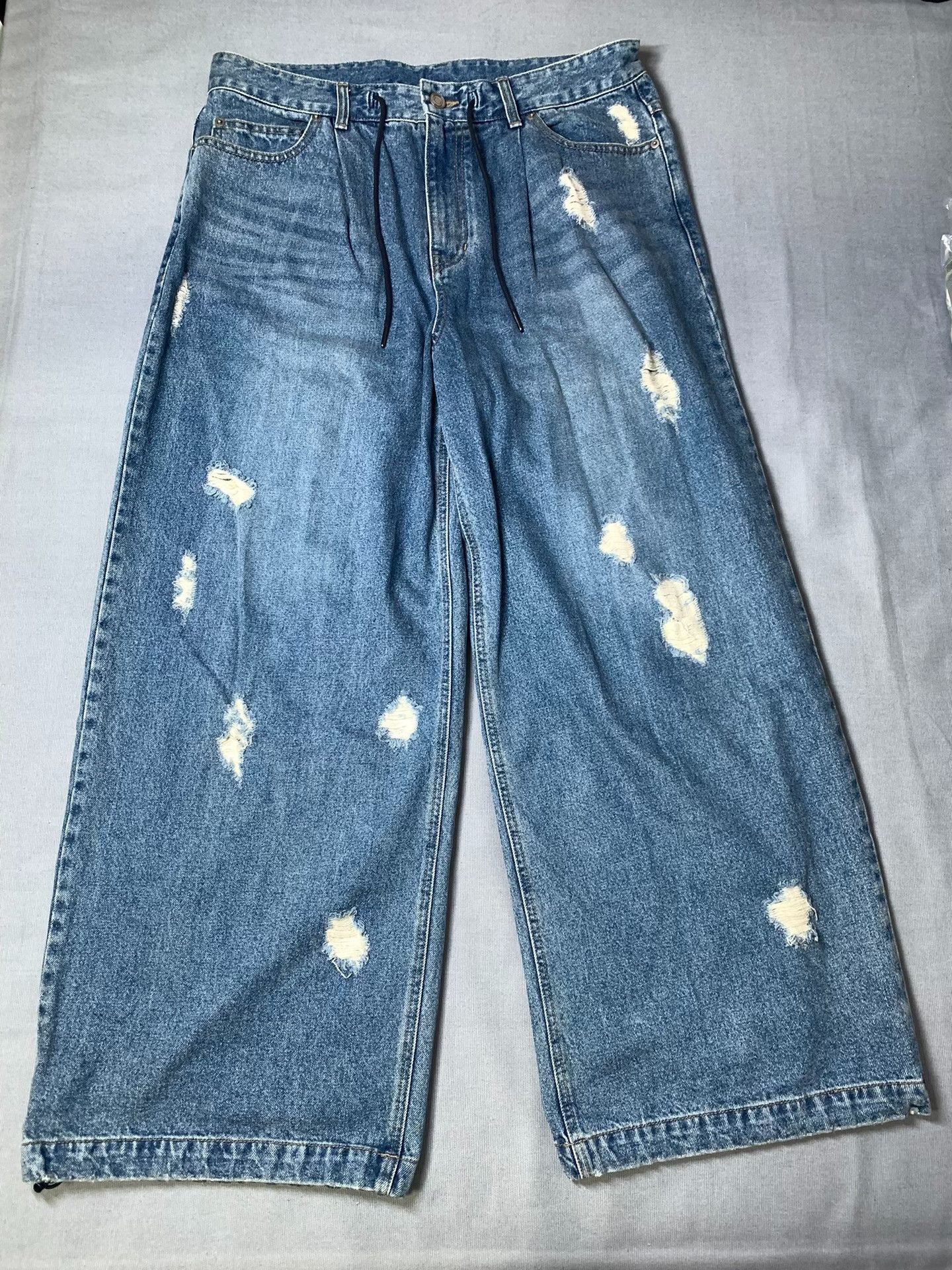 Juun.J juun.j Washed Distressed Ripped Wide-Leg Jeans Size US 30 / EU 46 - 1 Thumbnail